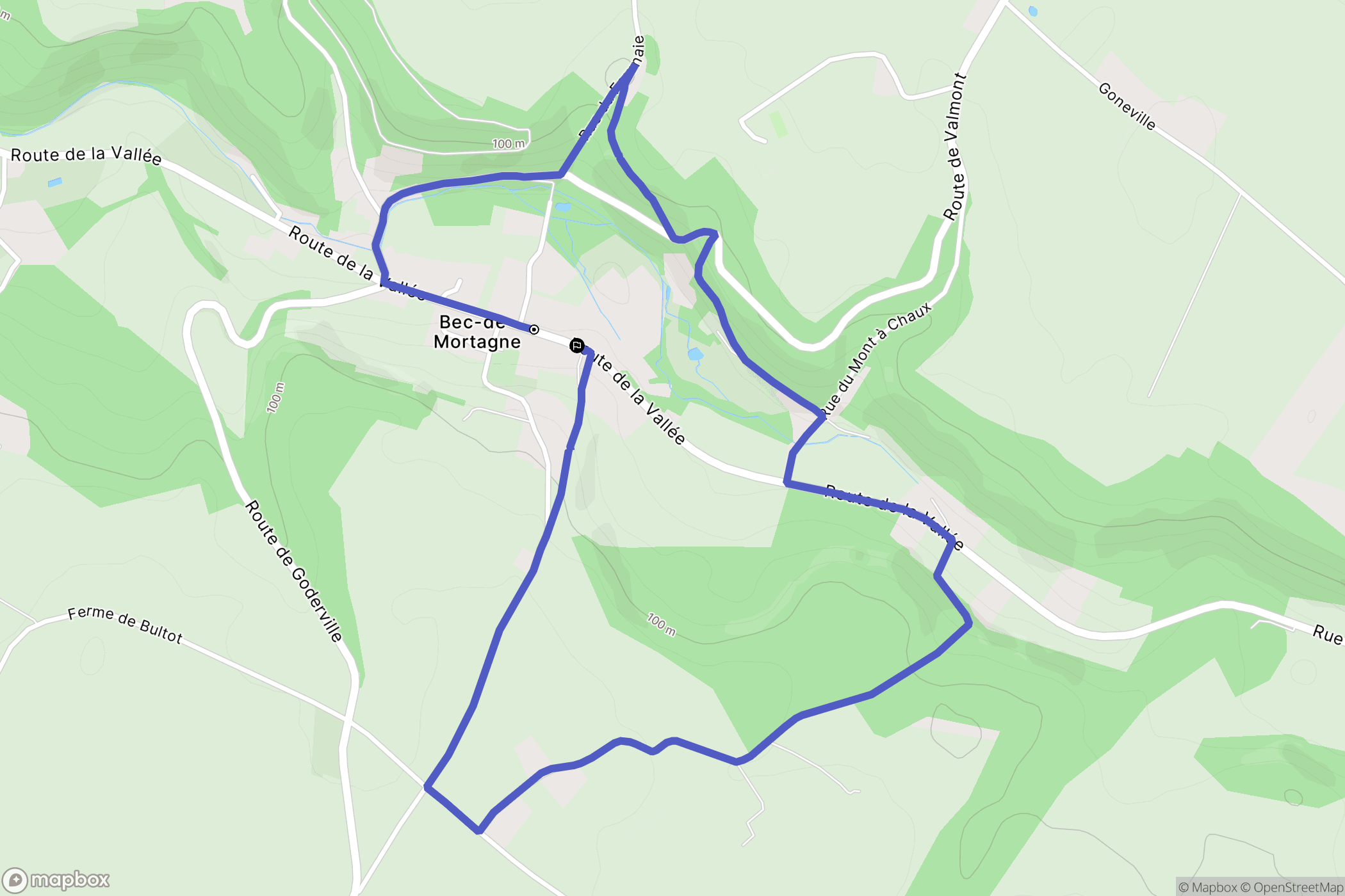 Bec-de-Mortagne : carte du parcours de randonnée - France