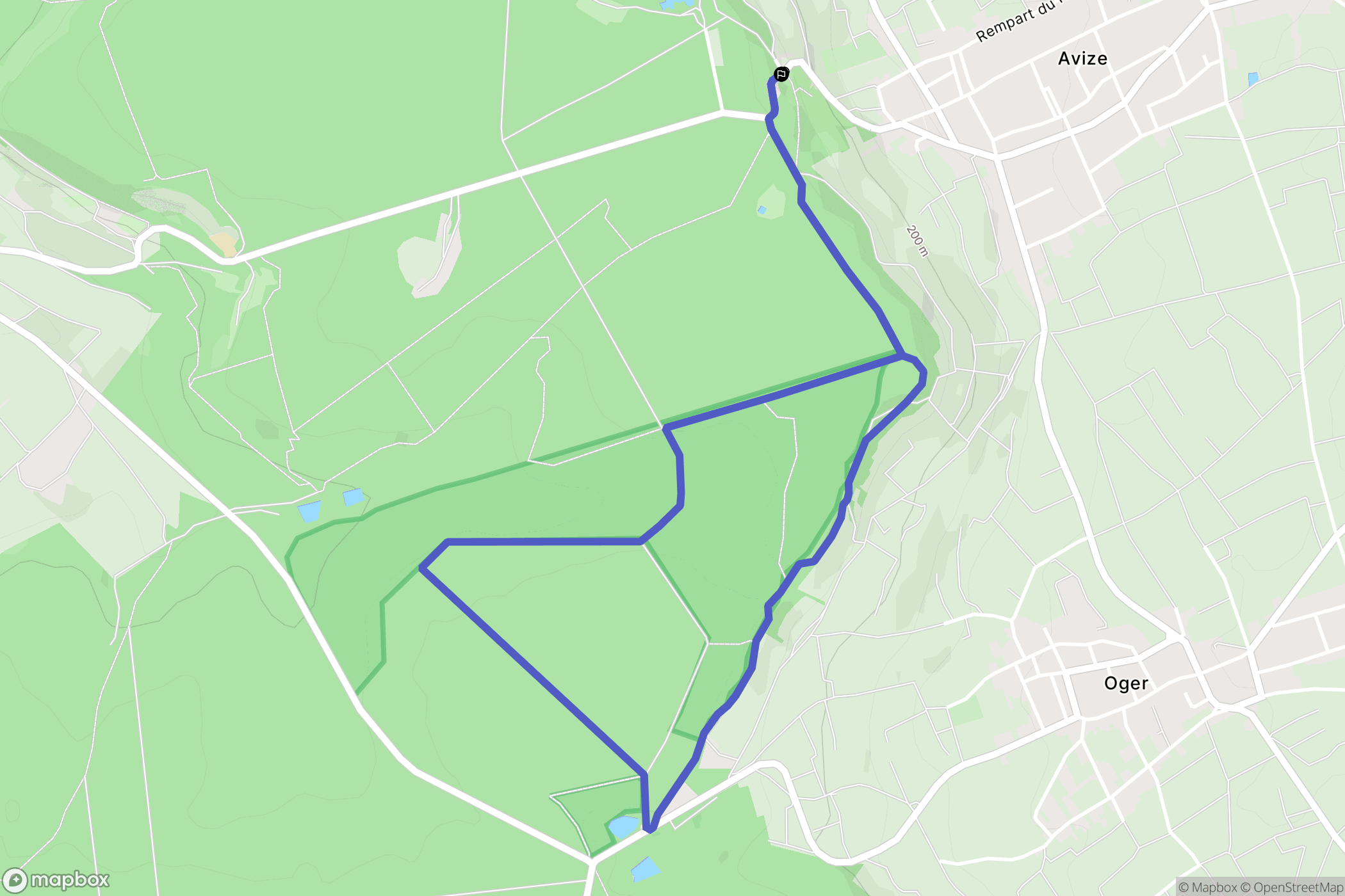 Avize : carte du parcours de randonnée - France