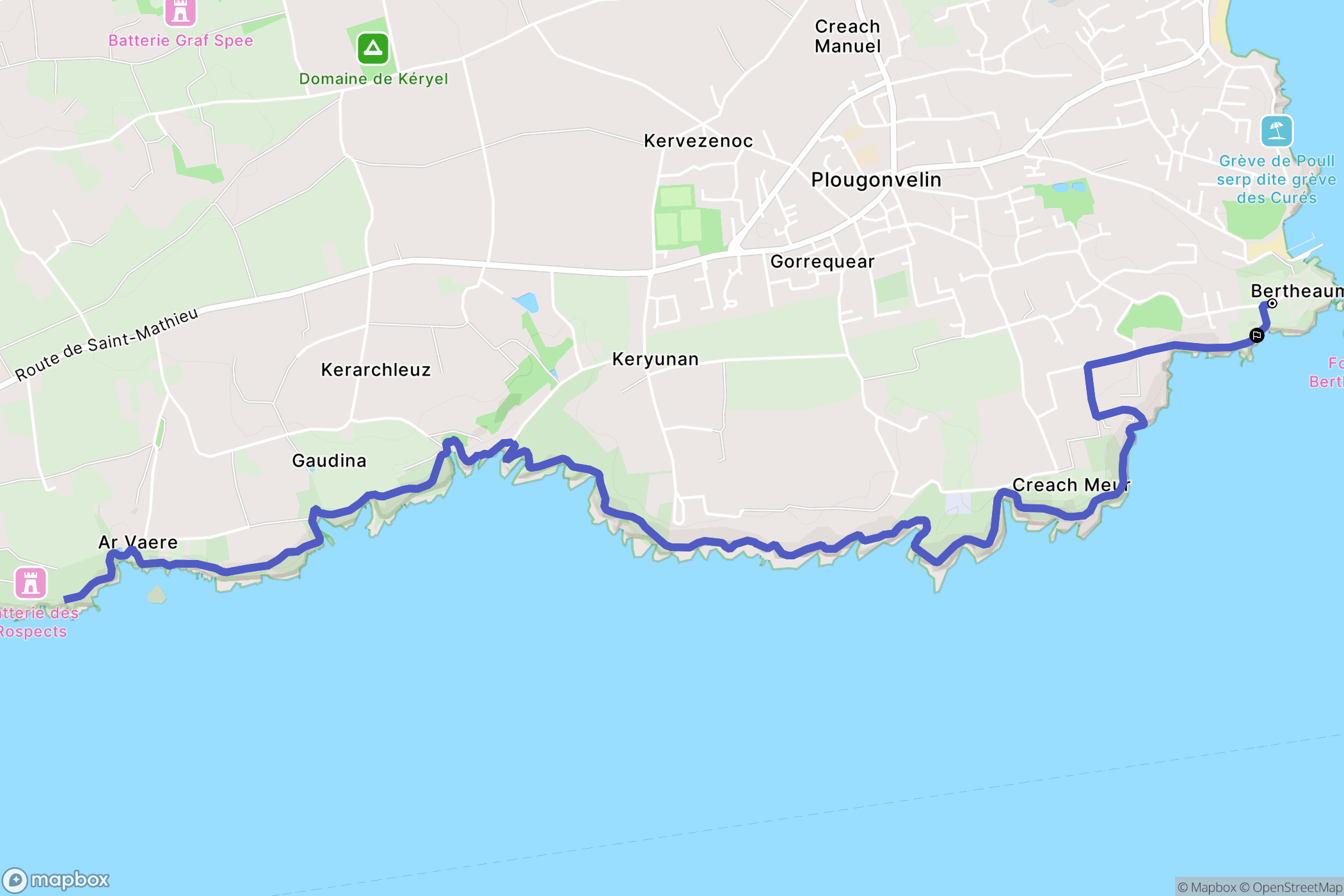 Plougonvelin : carte du parcours de randonnée - France