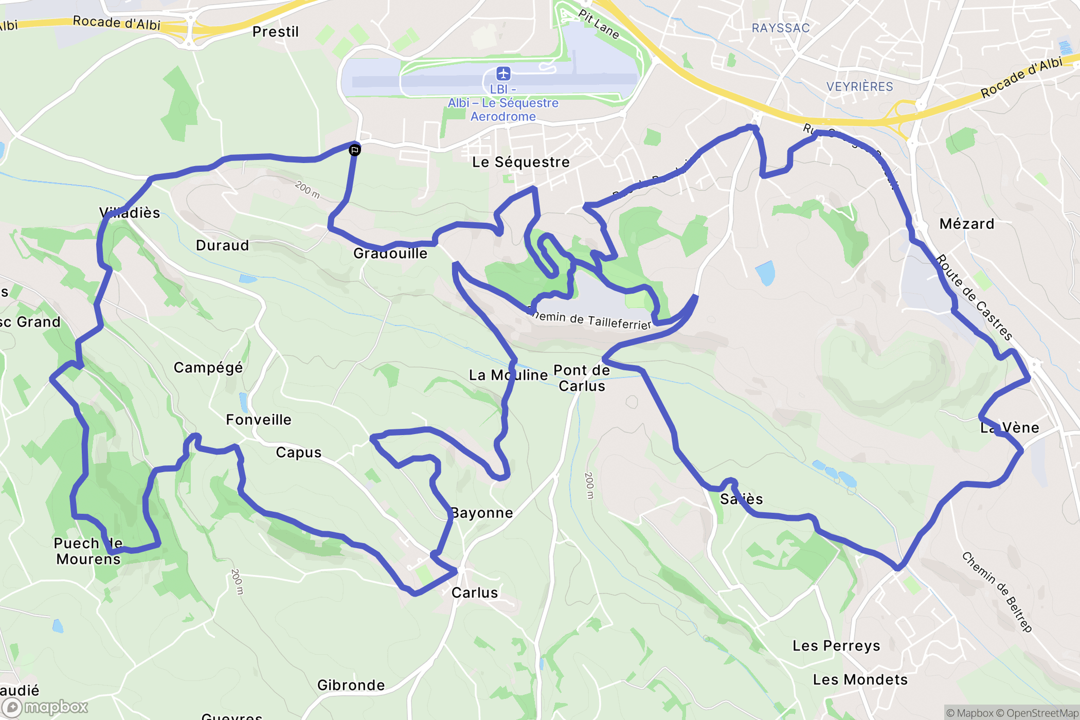 Le Sequestre : carte du parcours de randonnée - France