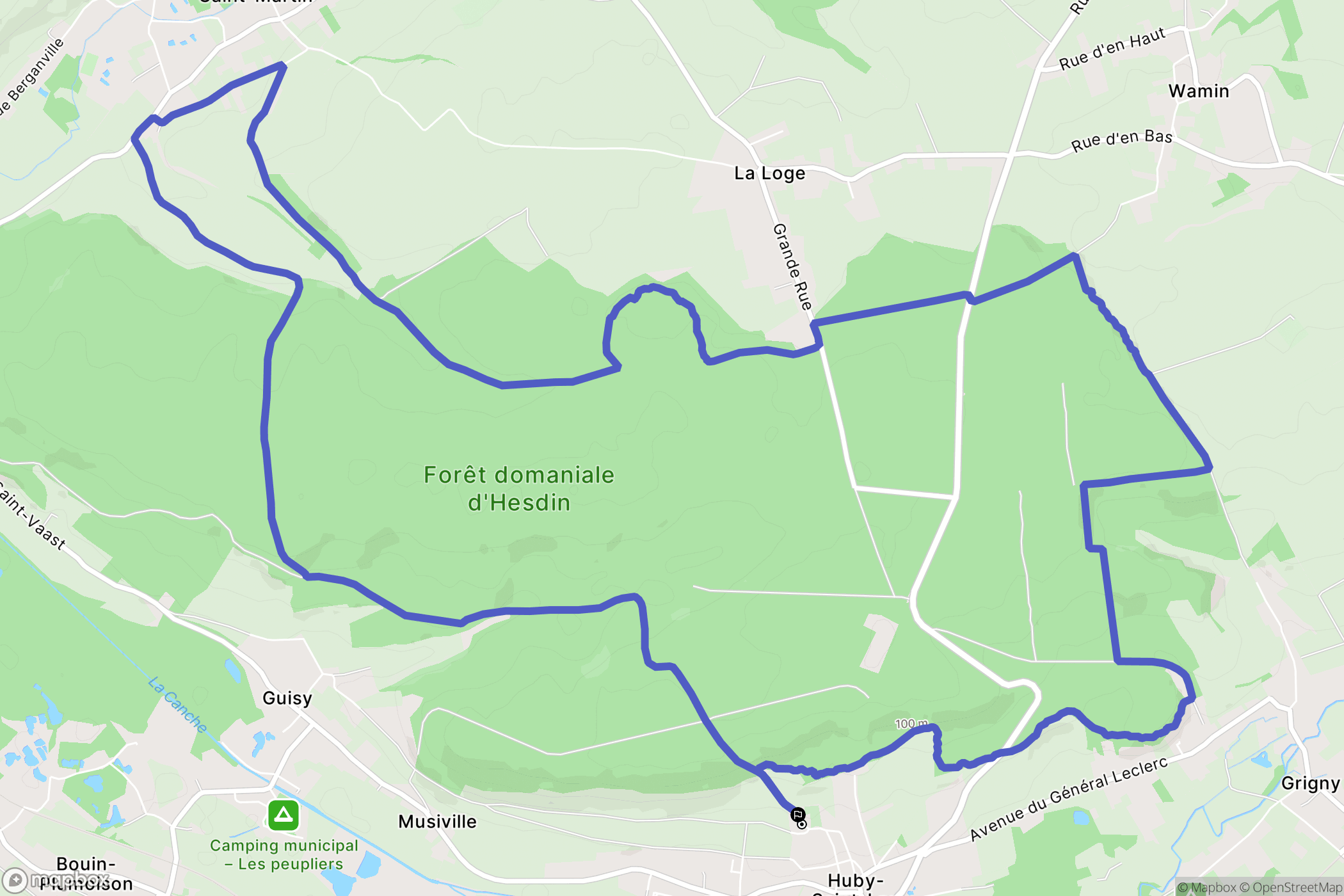 Huby-Saint-Leu : carte du parcours de randonnée - France