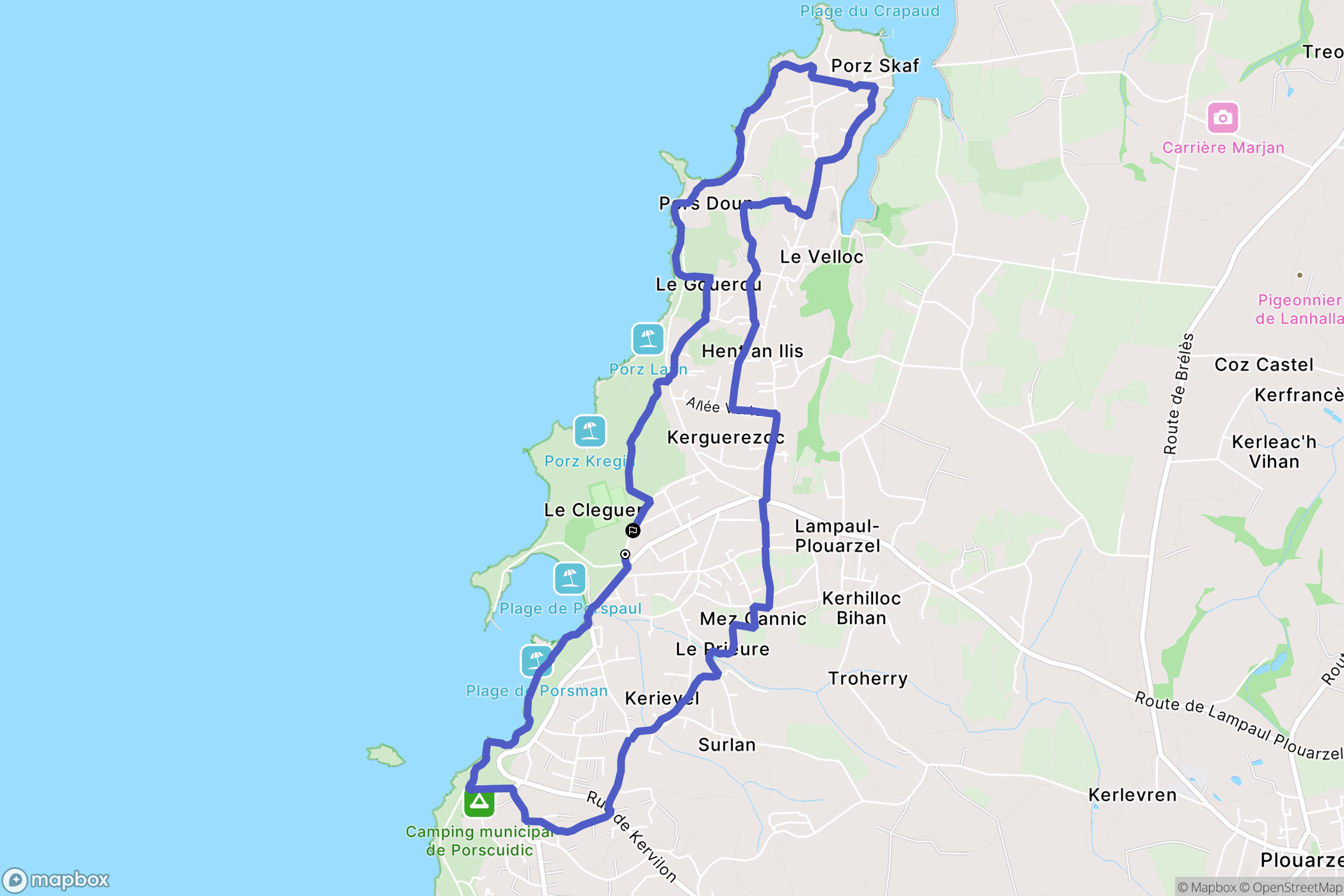 Lampaul-Plouarzel : carte du parcours de randonnée - France