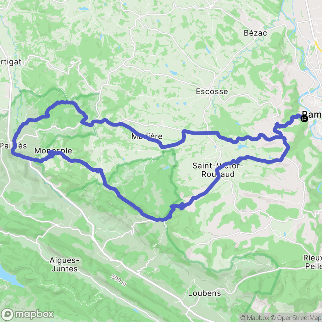 Pamiers : carte du parcours de randonnée - France
