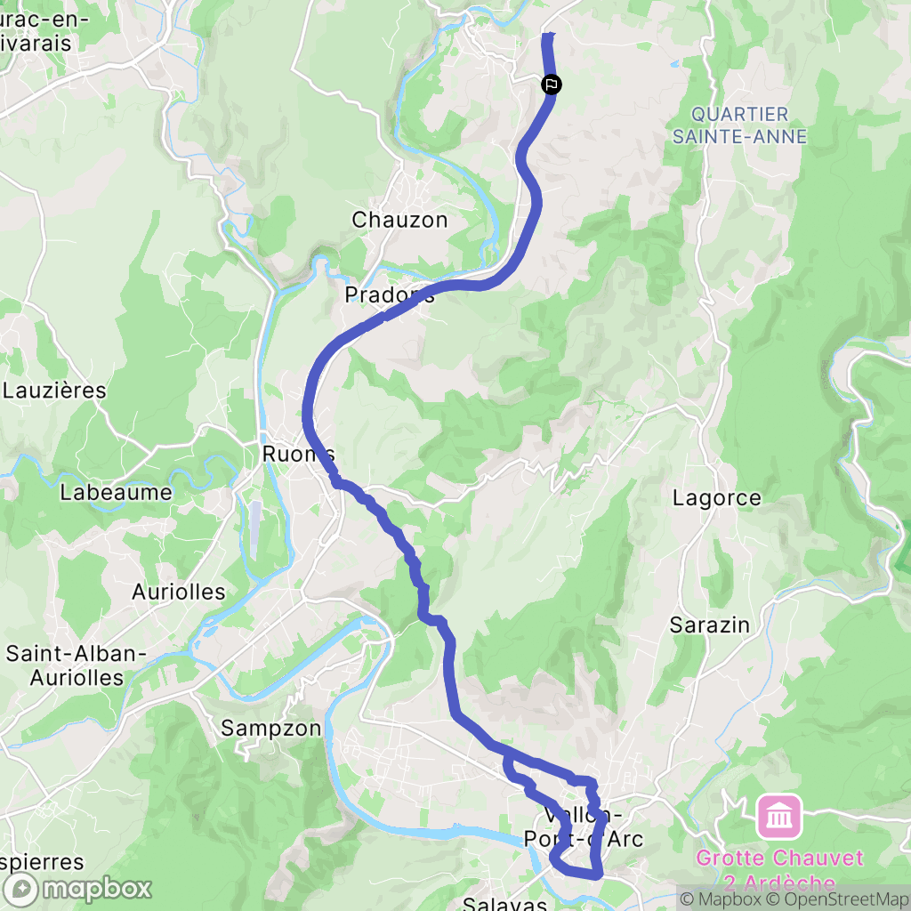 Balazuc : carte du parcours de randonnée - France
