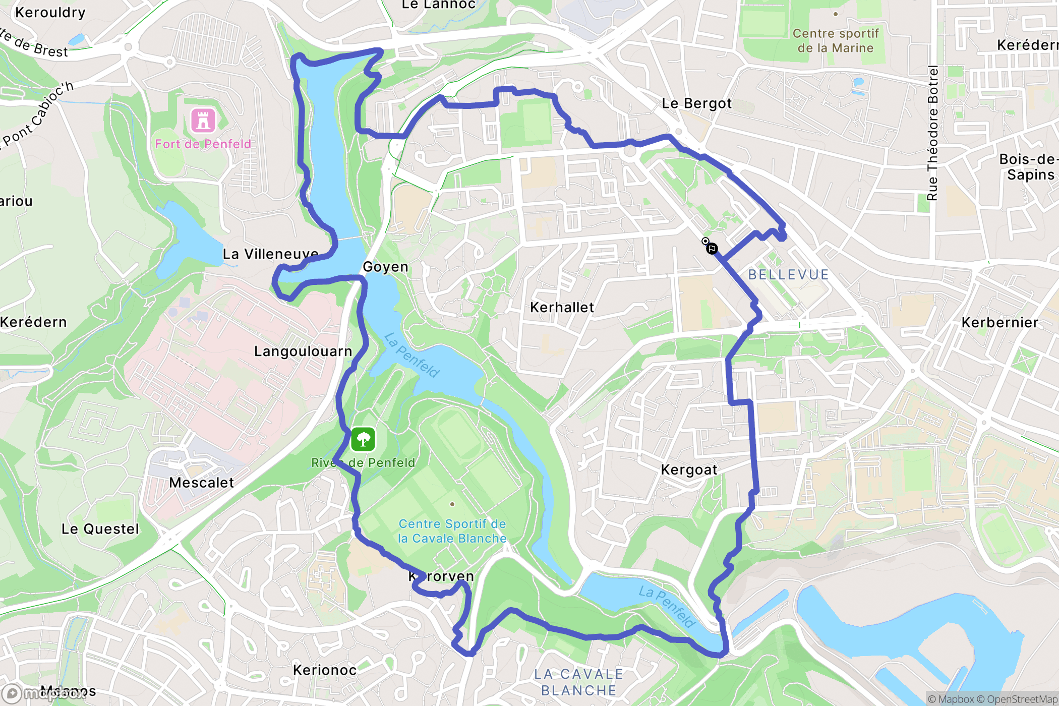 Brest : carte du parcours de randonnée - France