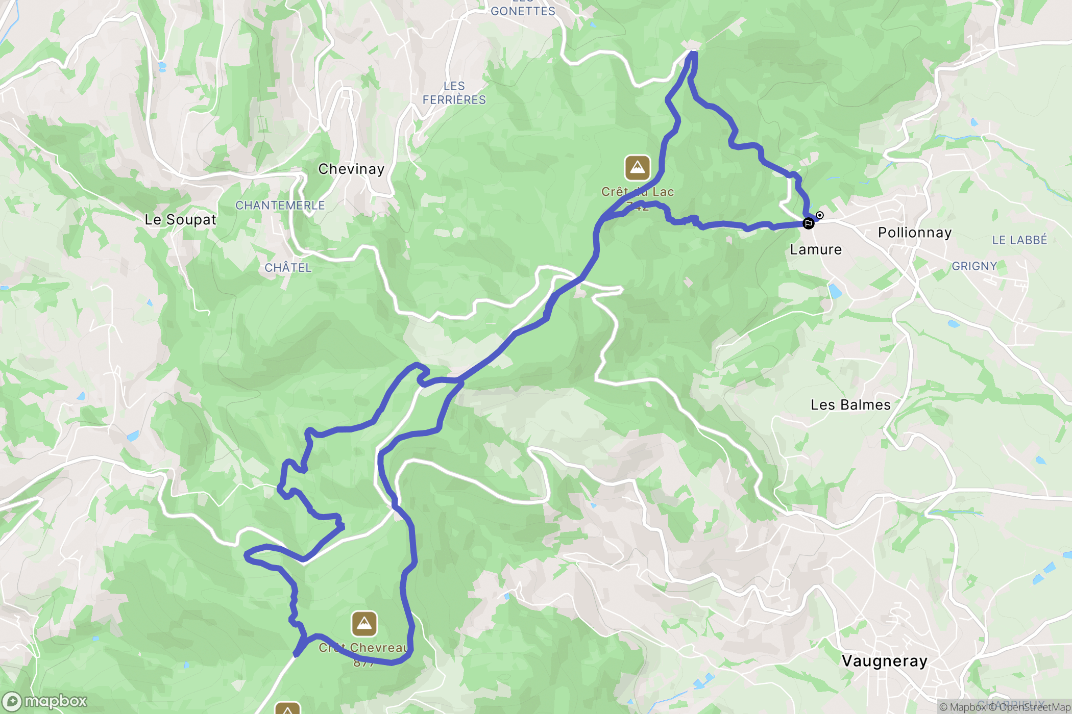 Pollionnay : carte du parcours de randonnée - France