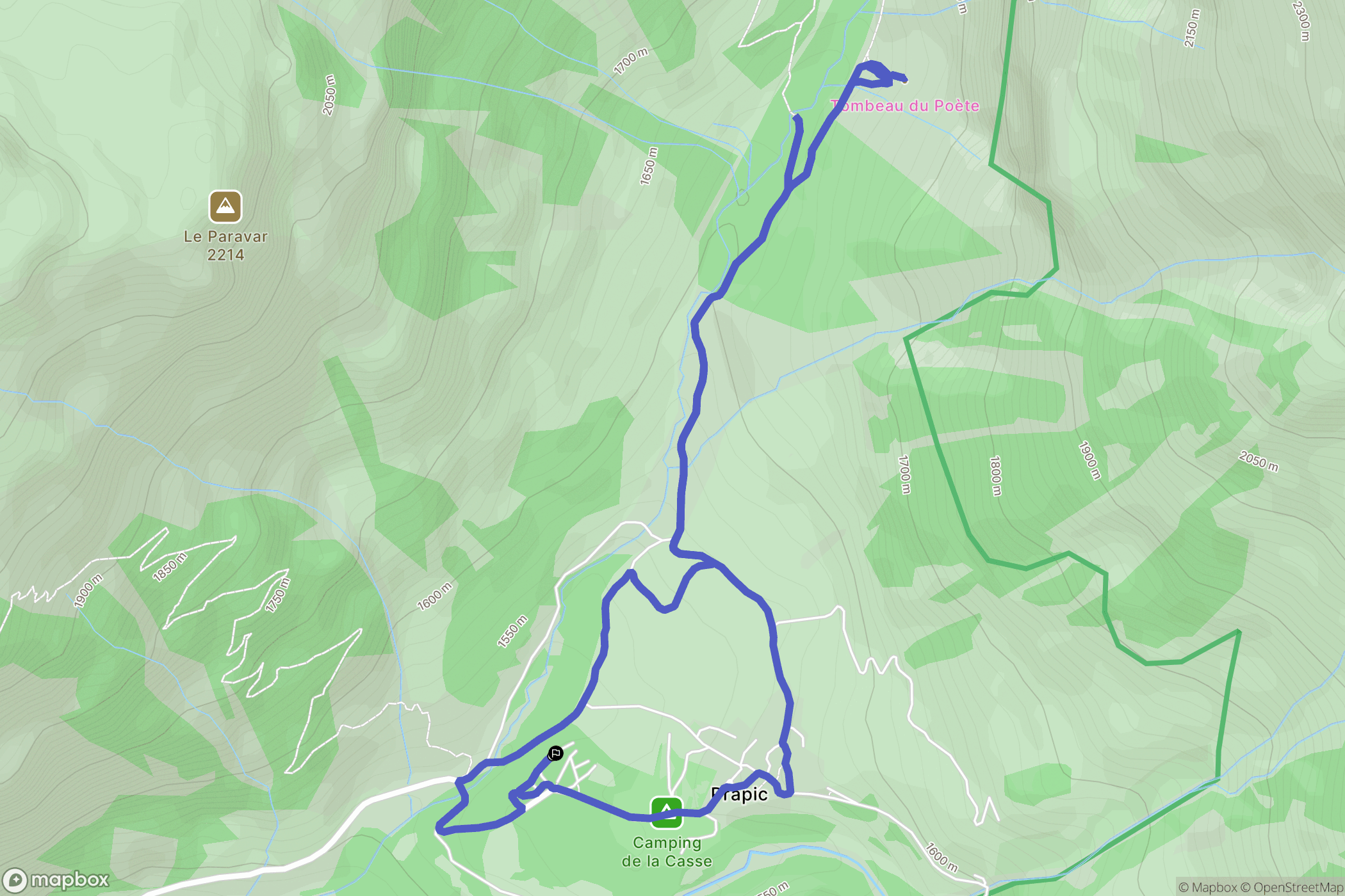 Orcières : carte du parcours de randonnée - France