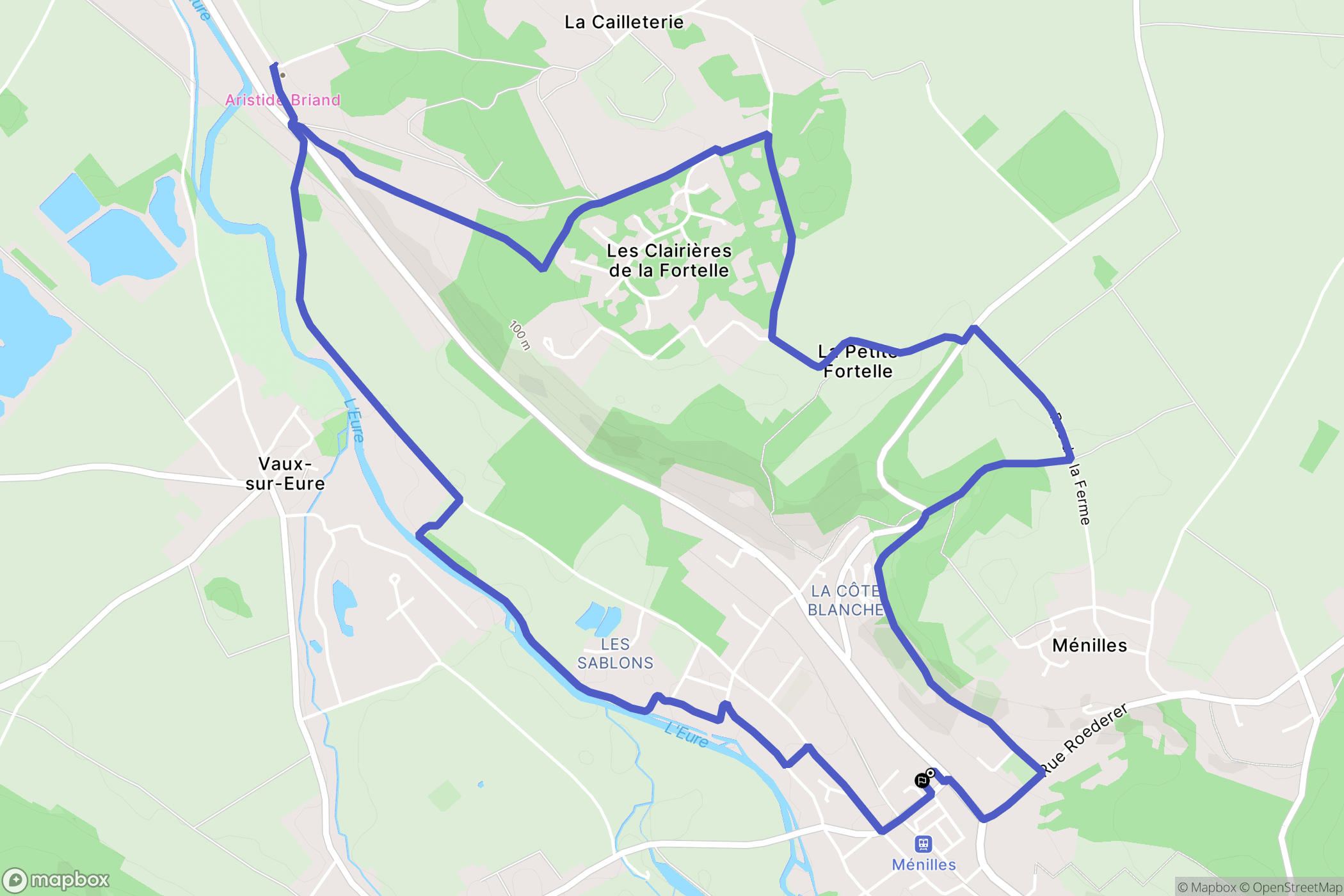 Ménilles : carte du parcours de randonnée - France