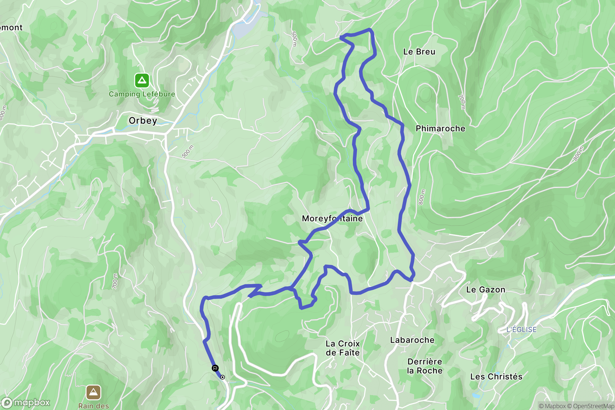 Orbey : carte du parcours de randonnée - France