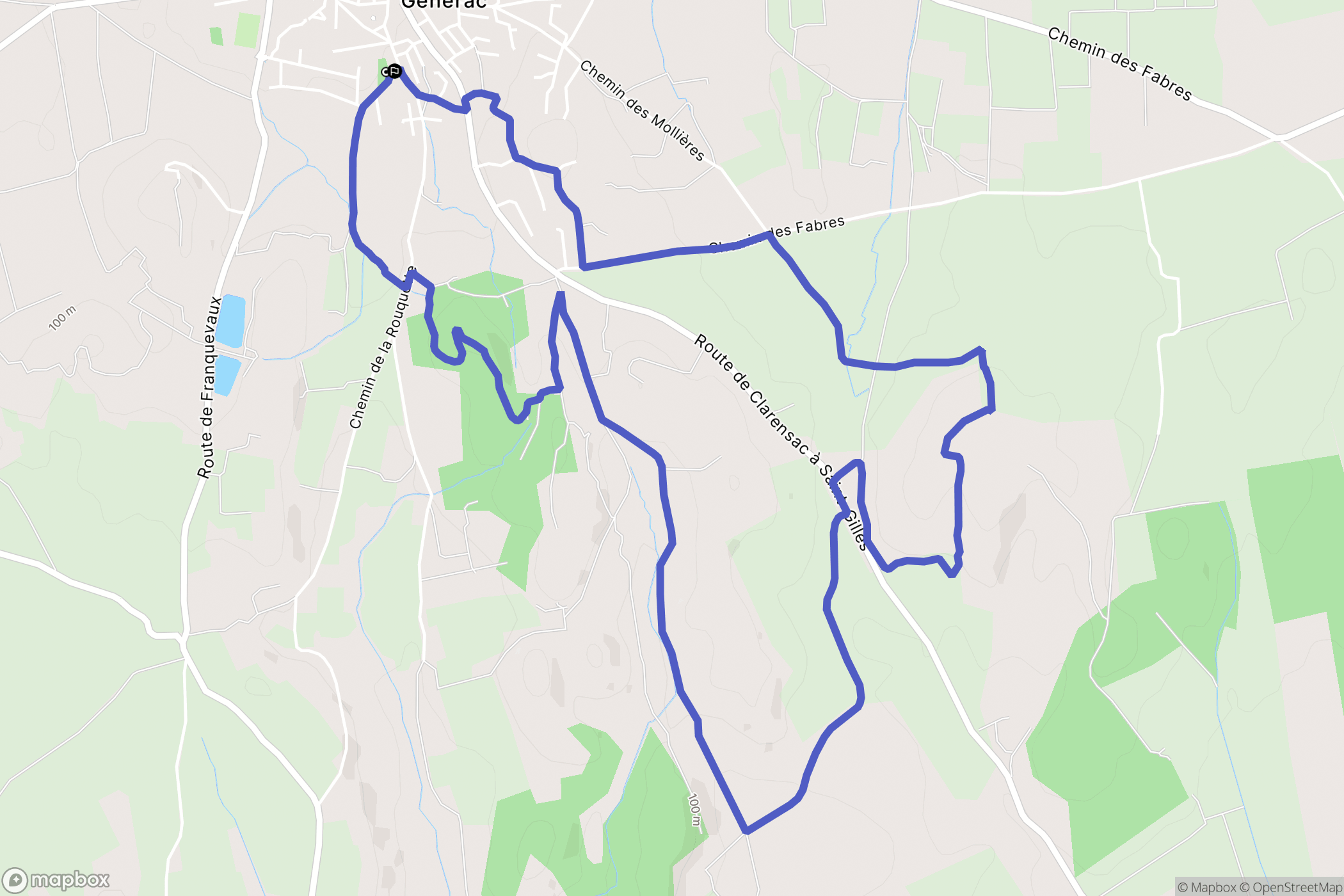 Générac : carte du parcours de randonnée - France
