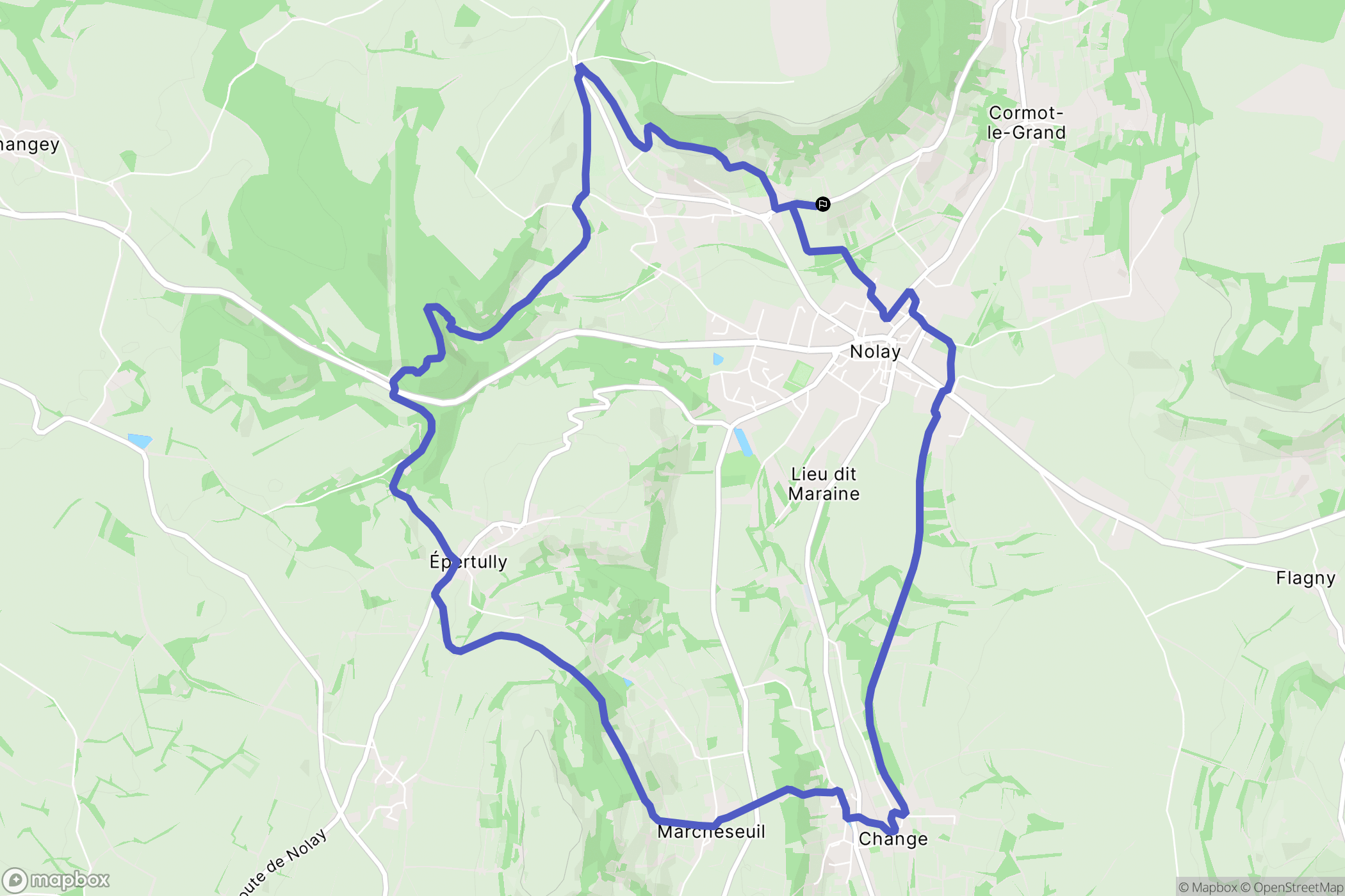 Nolay : carte du parcours de randonnée - France