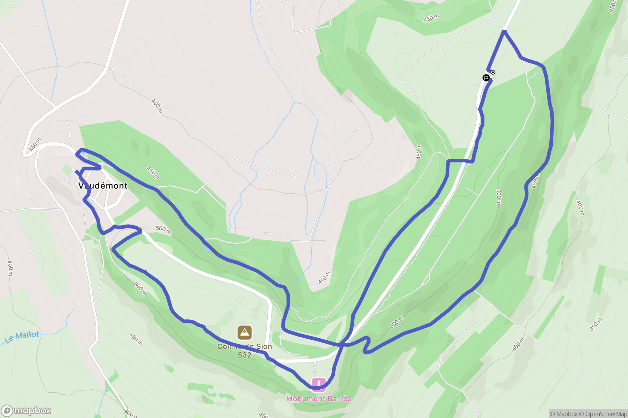 Saxon-Sion : carte du parcours de randonnée - France