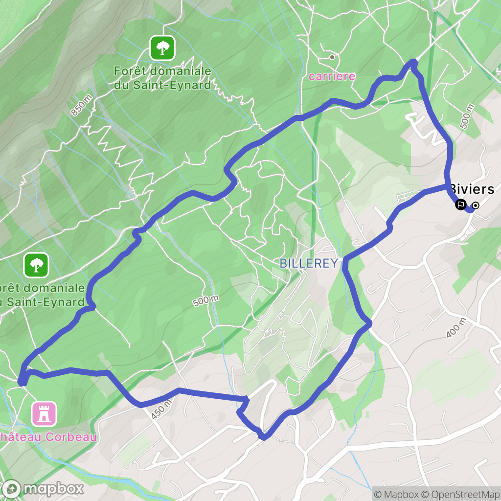 Biviers : carte du parcours de randonnée - France