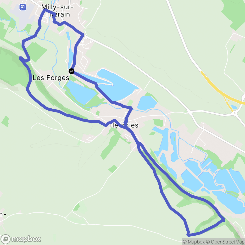 Milly-sur-Thérain : carte du parcours de randonnée - France