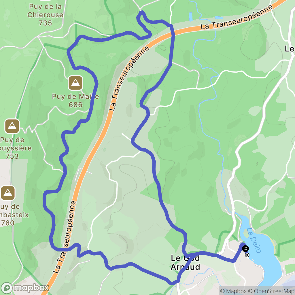 Égletons : carte du parcours de randonnée - France