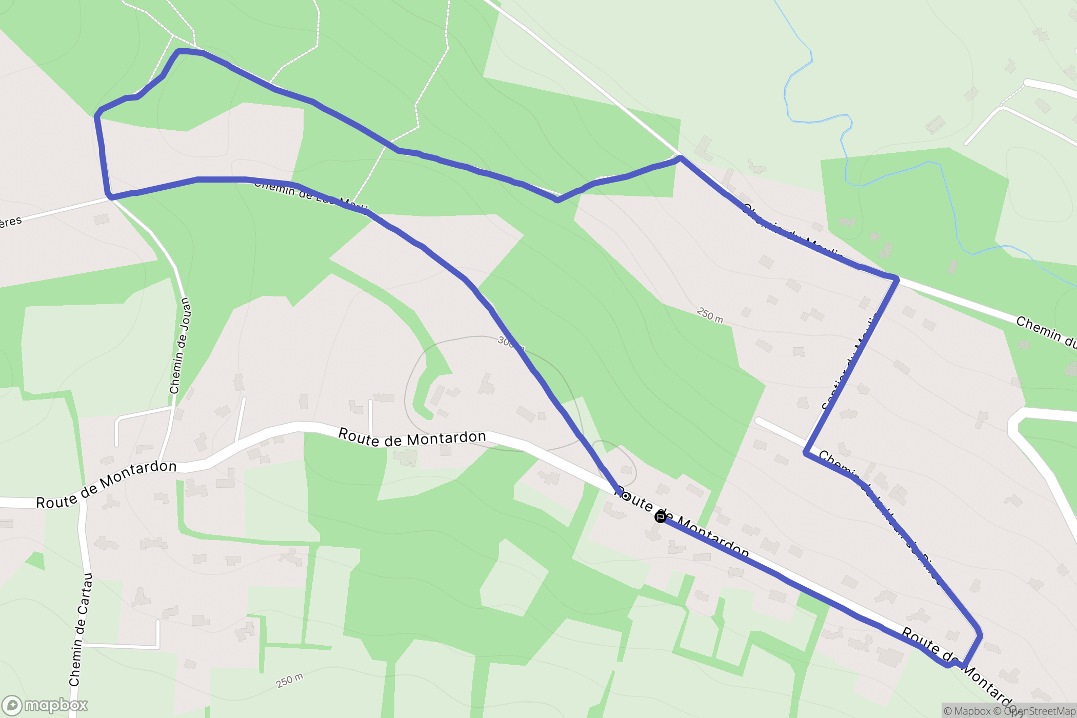 Buros : carte du parcours de randonnée - France