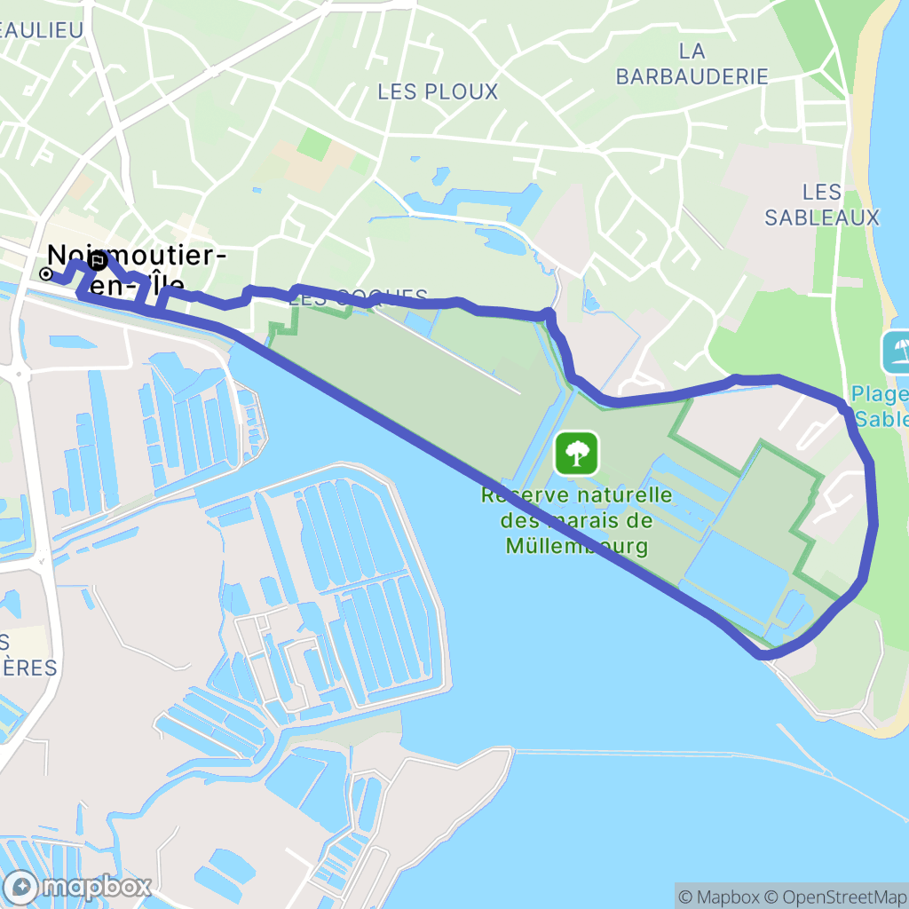 Noirmoutier-en-l'Île : carte du parcours de randonnée - France