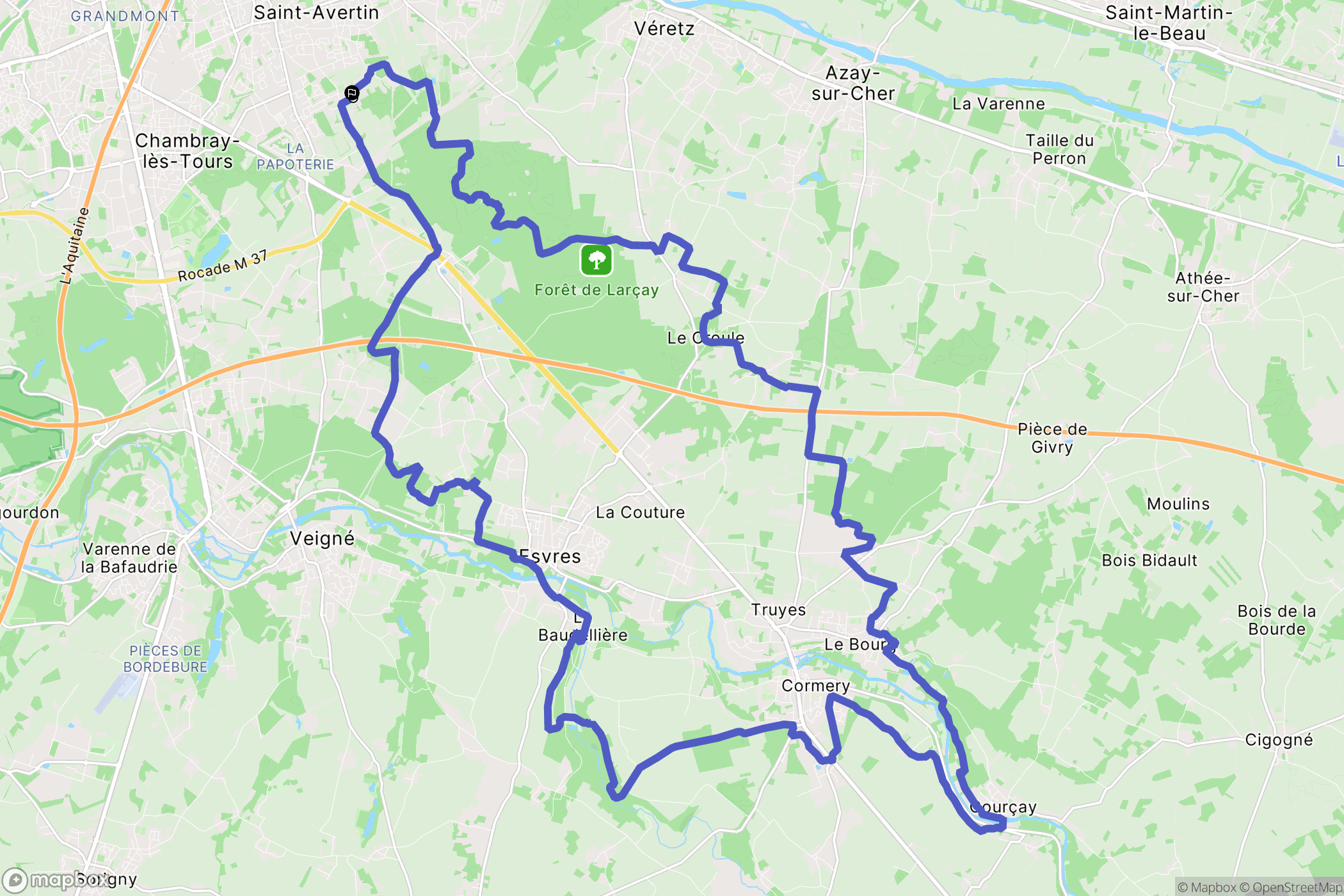 Saint-Avertin : carte du parcours de randonnée - France