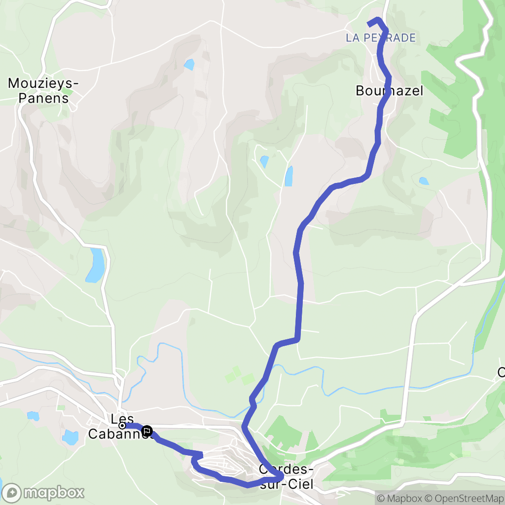 Les Cabannes : carte du parcours de randonnée - France