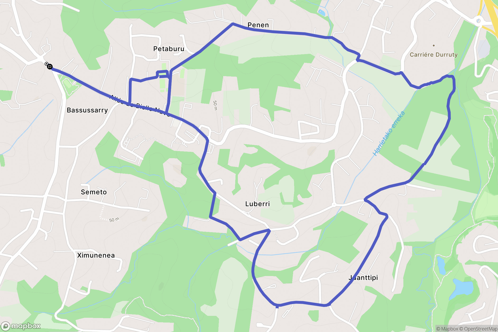 Bassussarry : carte du parcours de randonnée - France