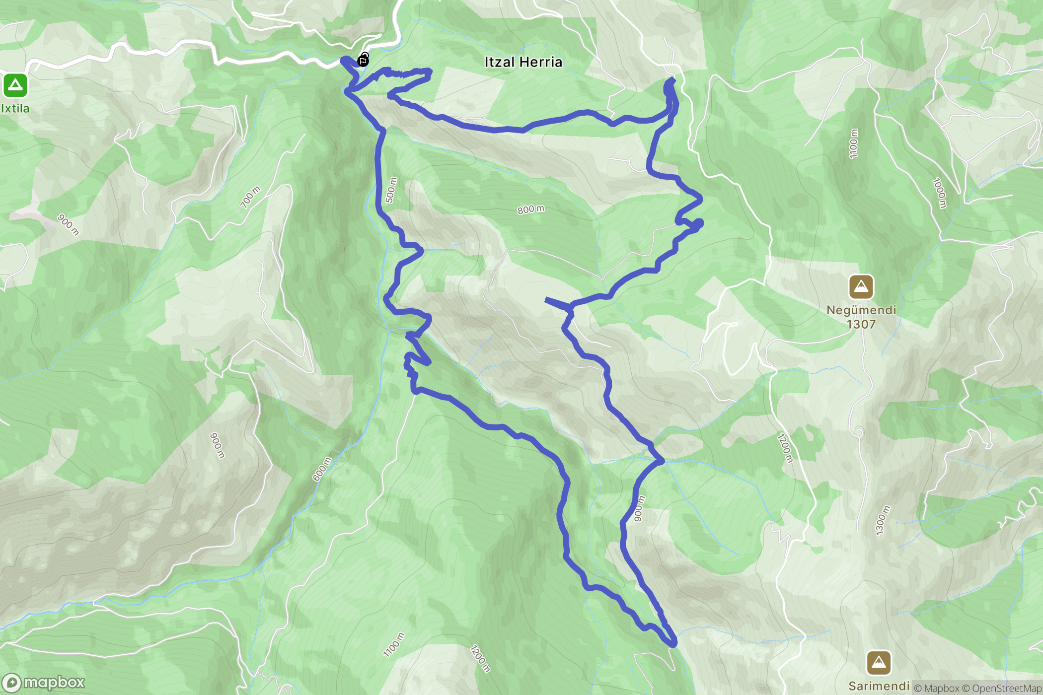 Larrau : carte du parcours de randonnée - France