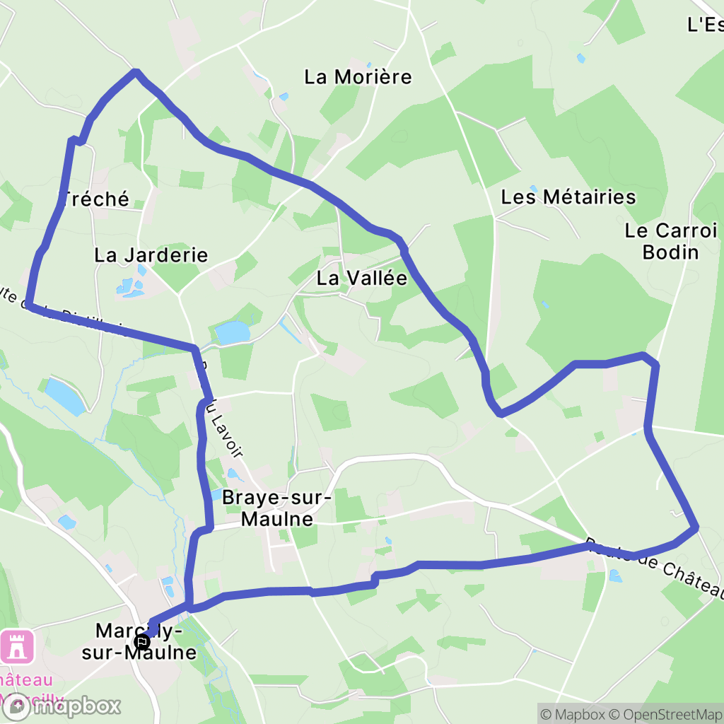 Marcilly-sur-Maulne : carte du parcours de randonnée - France