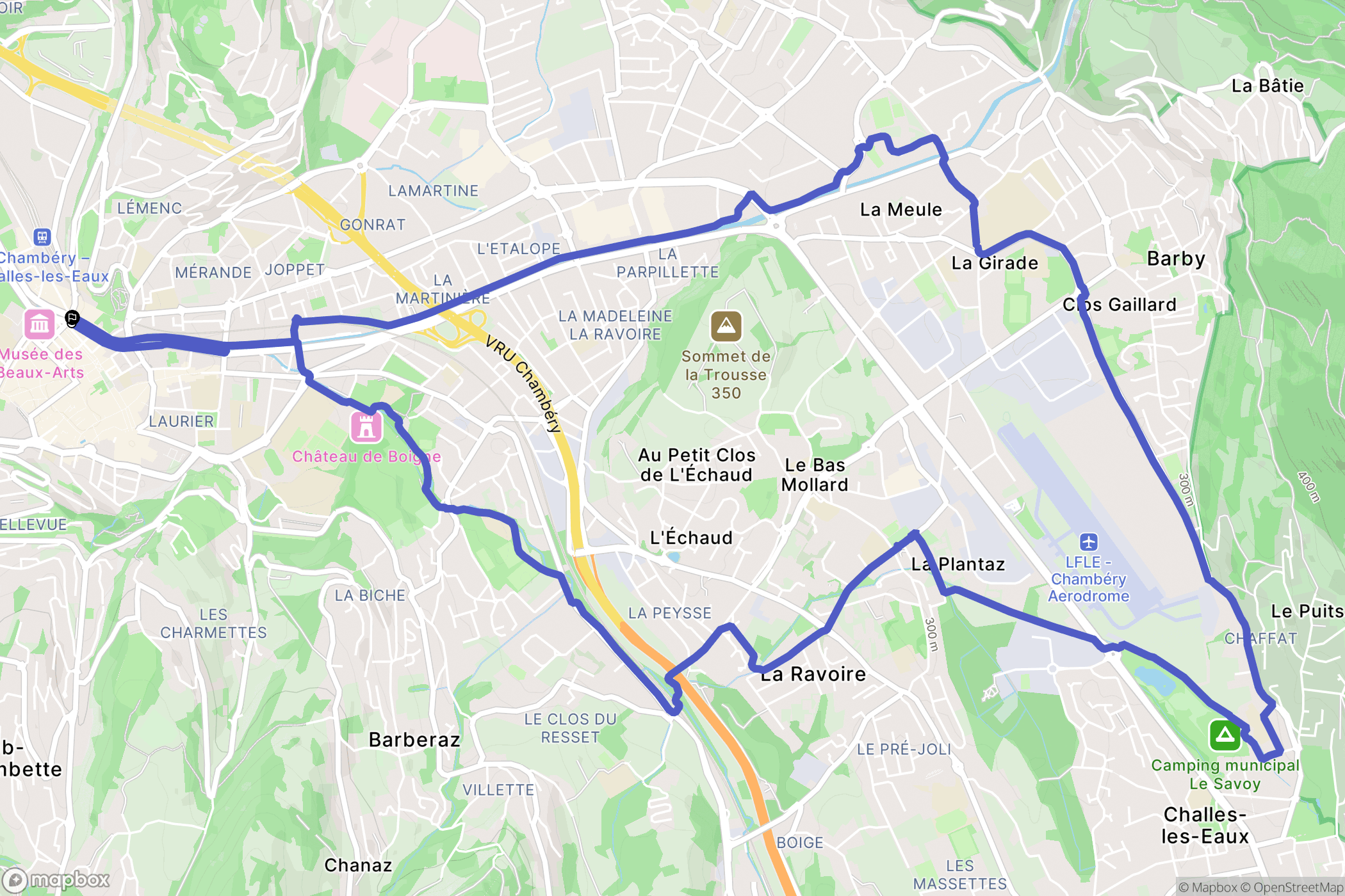 Chambéry : carte du parcours de randonnée - France