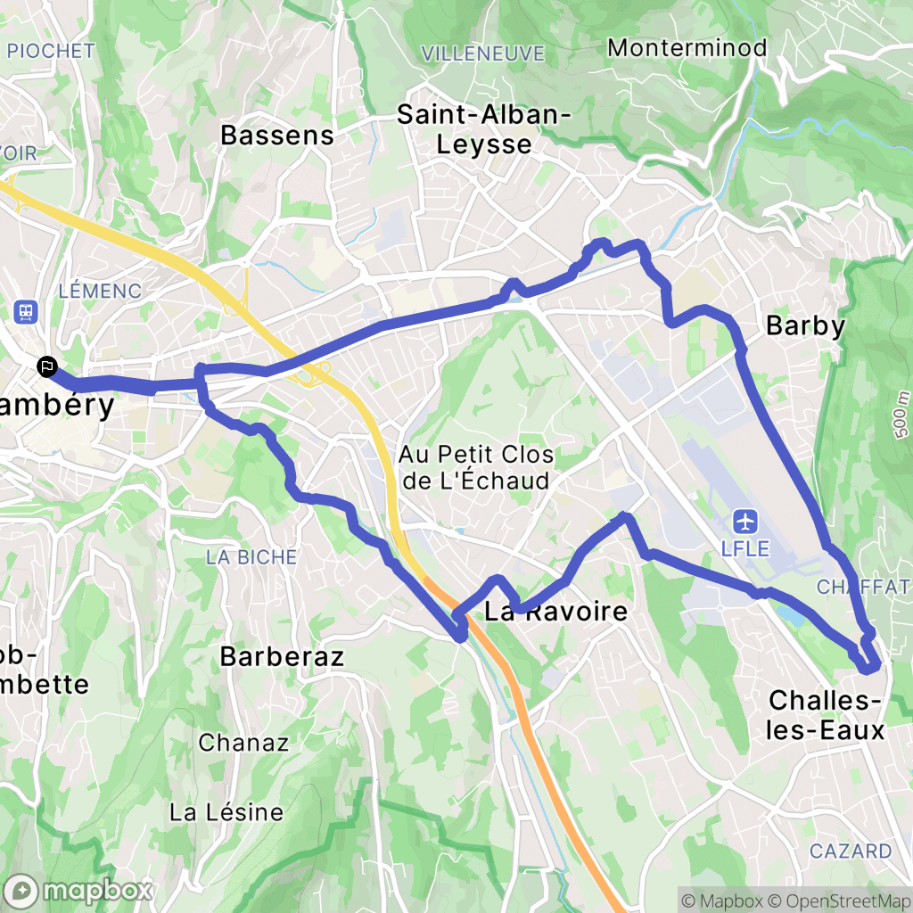 Chambéry : carte du parcours de randonnée - France