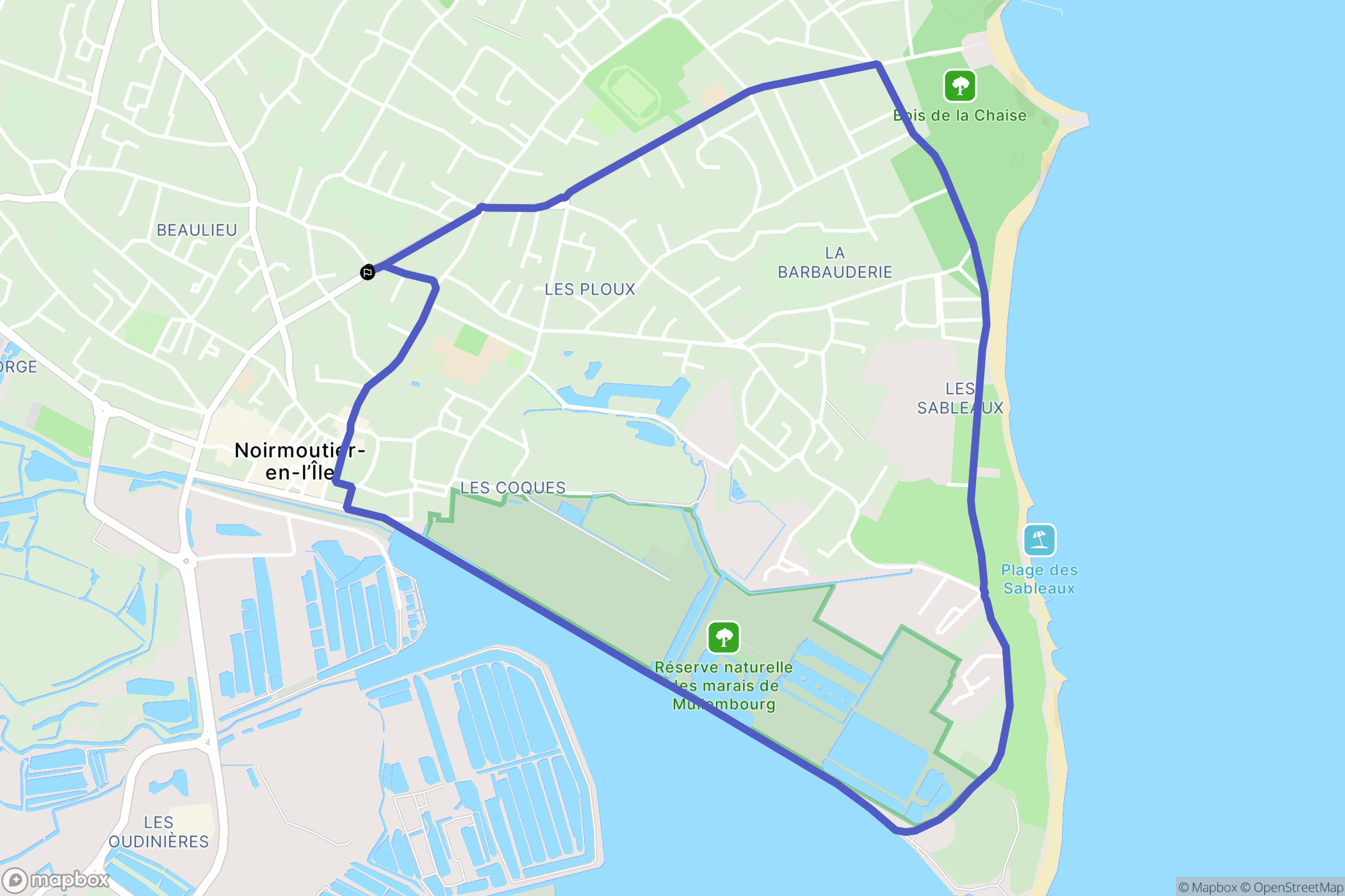 Noirmoutier-en-l'Île : carte du parcours de randonnée - France
