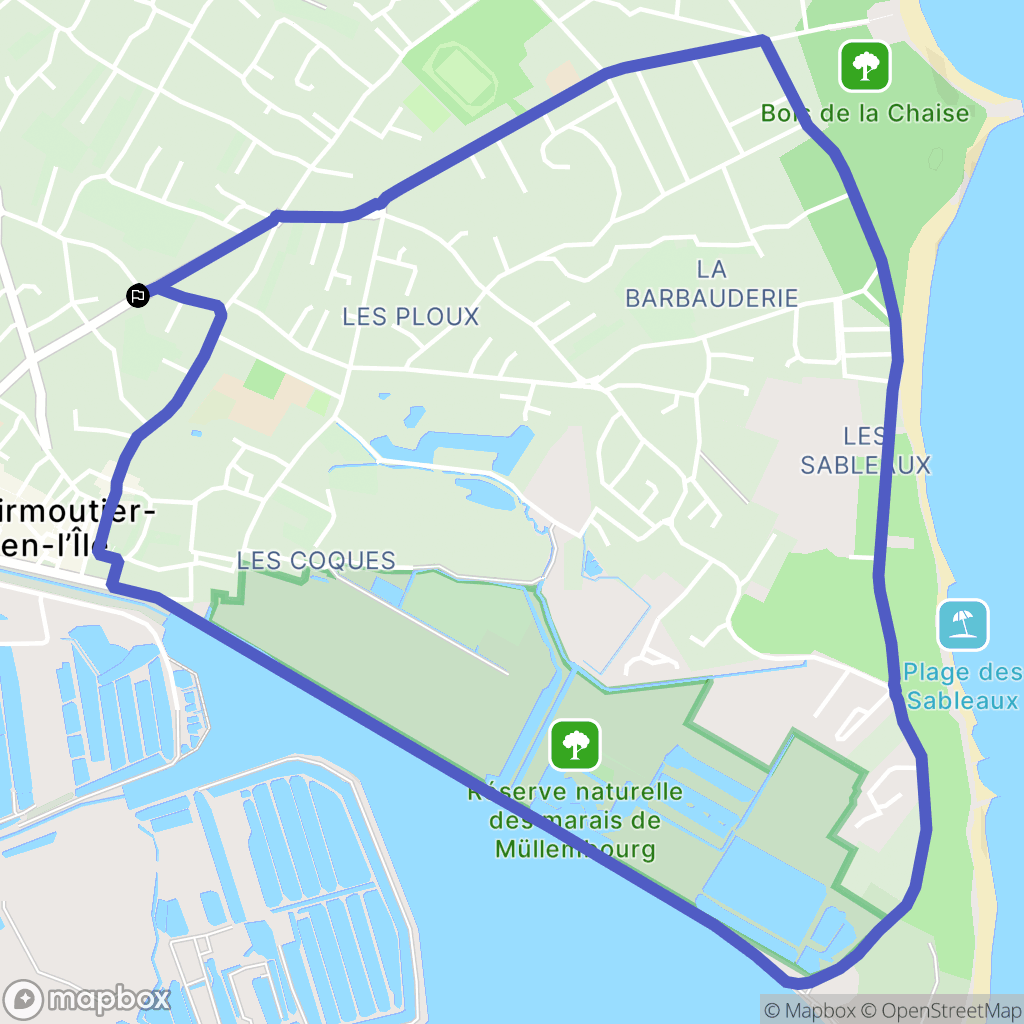 Noirmoutier-en-l'Île : carte du parcours de randonnée - France