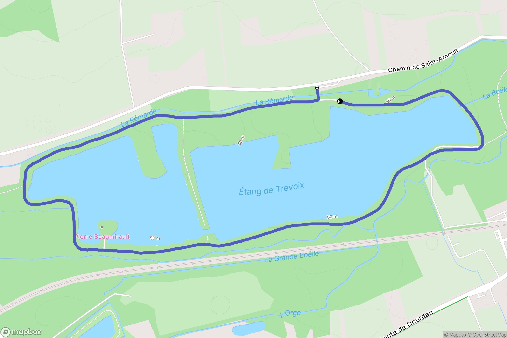 Ollainville : carte du parcours de randonnée - France