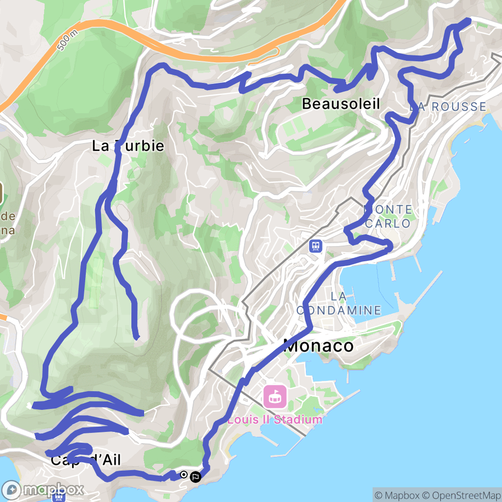 Cap-d'Ail : carte du parcours de randonnée - France