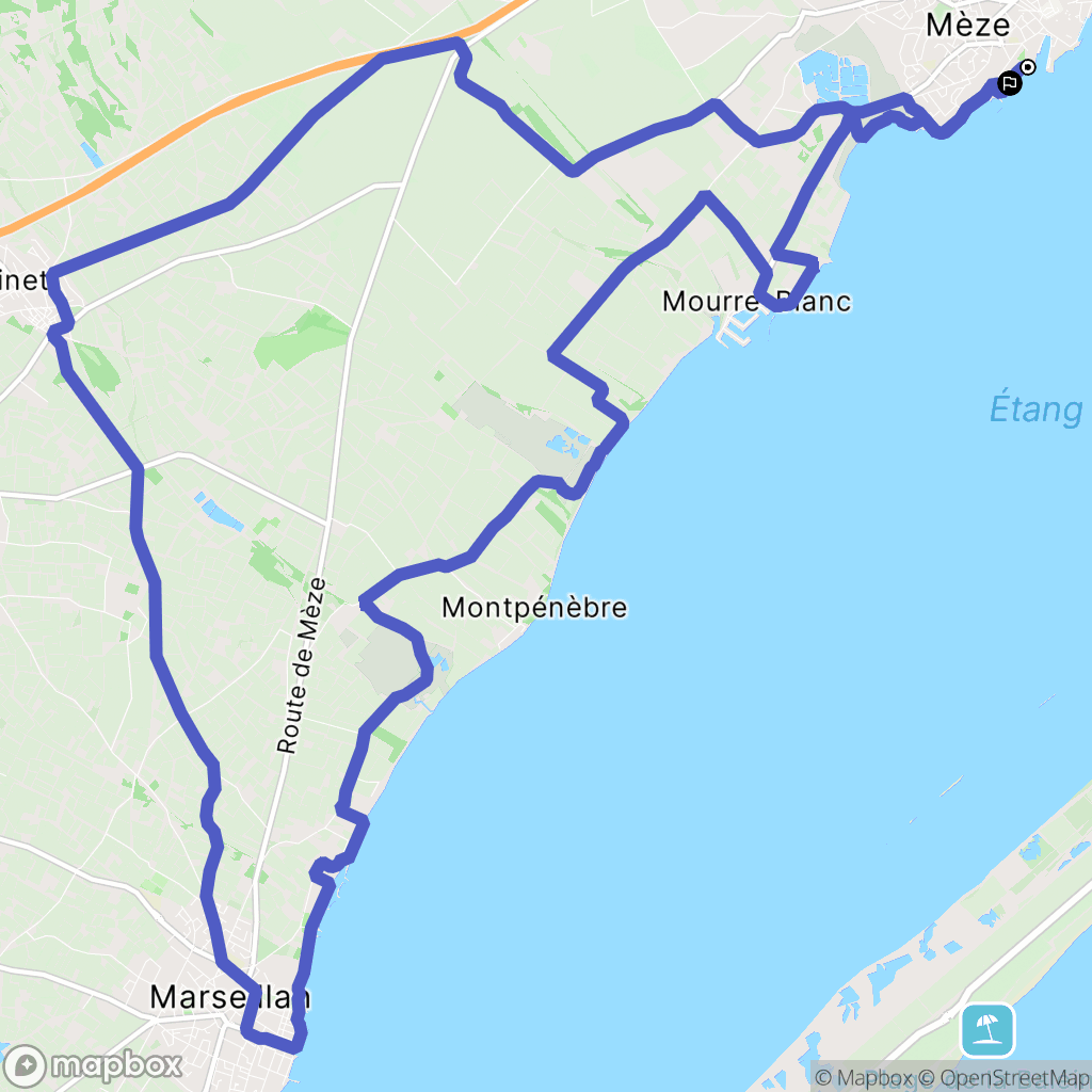 Mèze : carte du parcours de randonnée - France