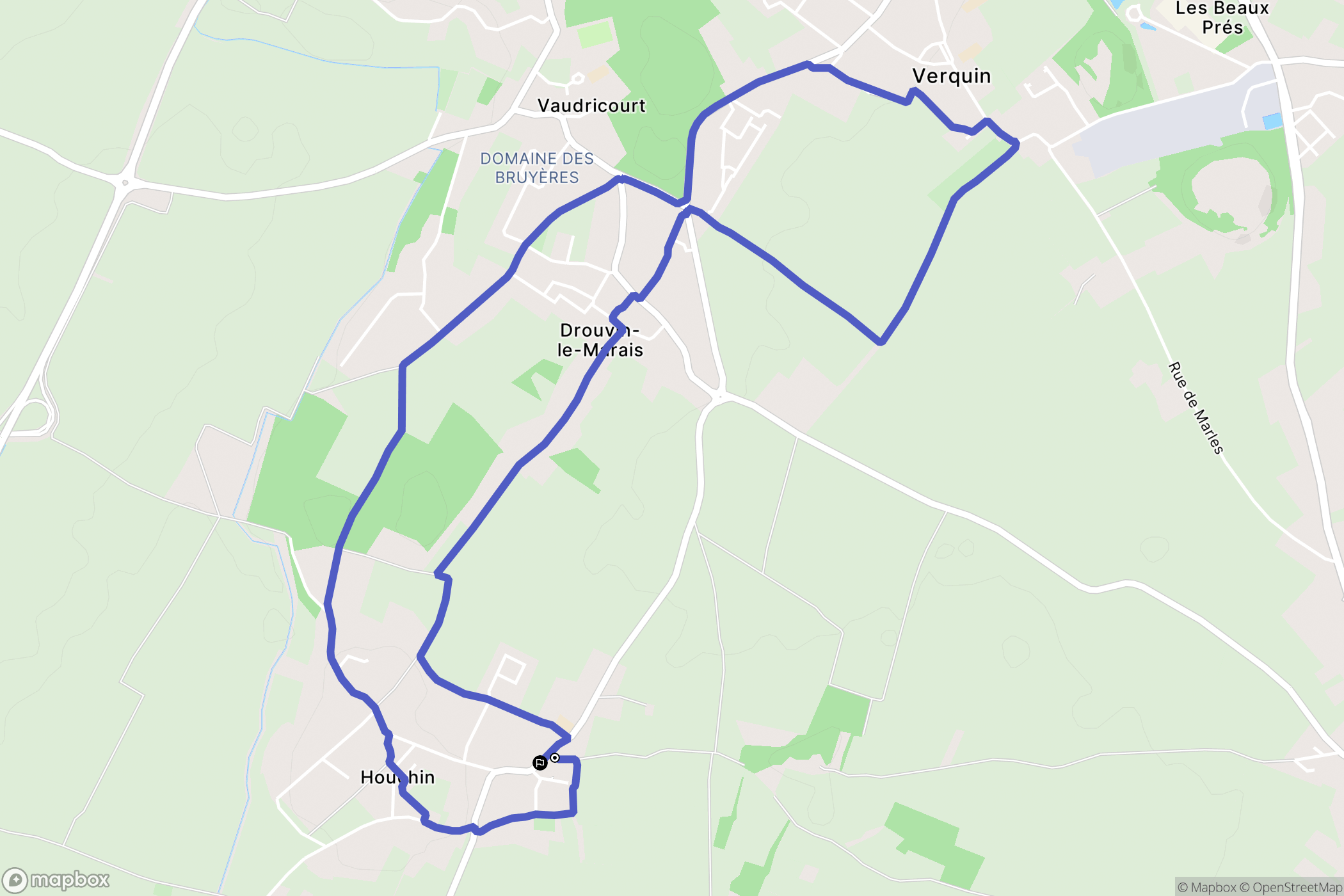 Houchin : carte du parcours de randonnée - France