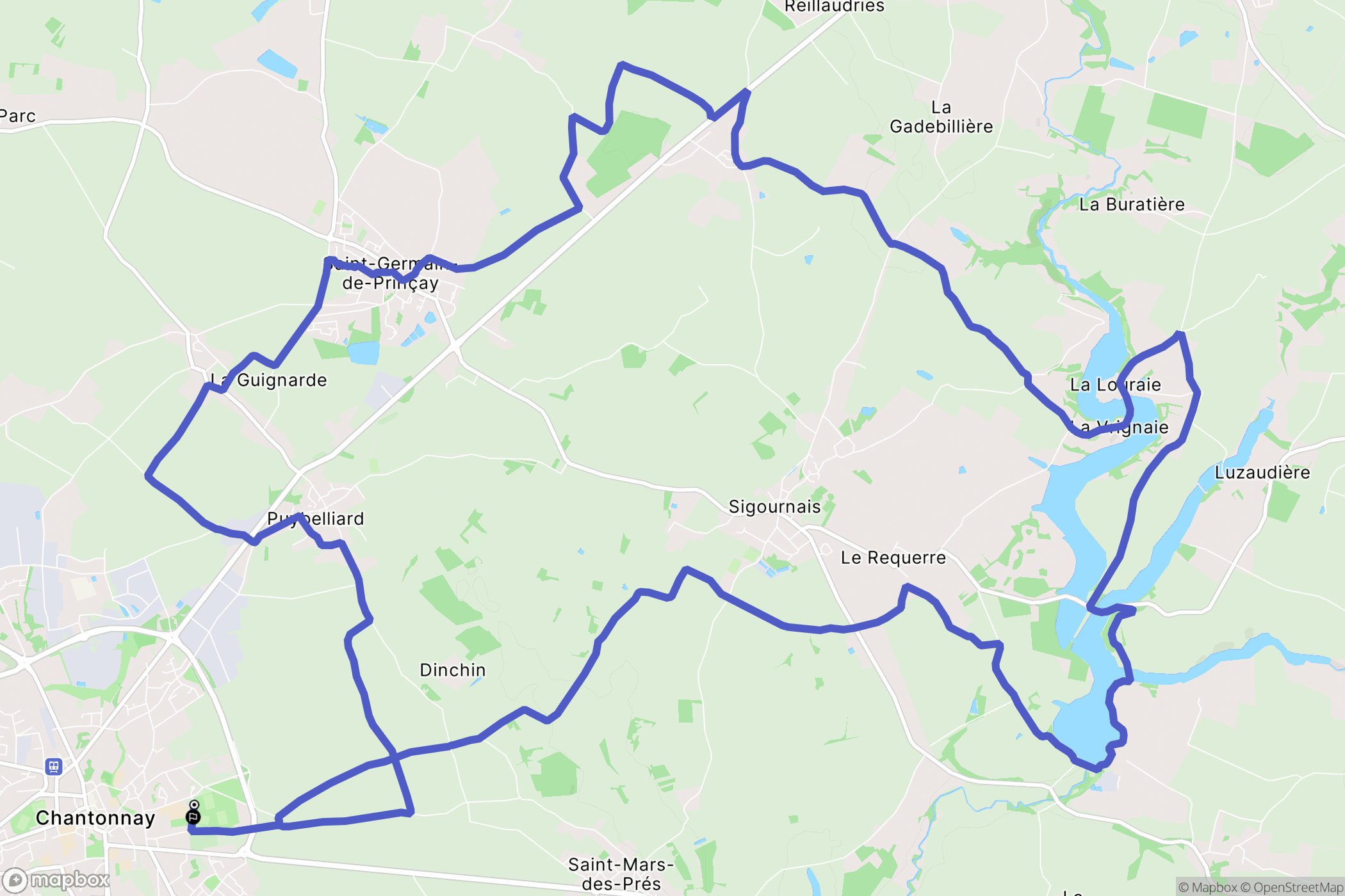 Chantonnay : carte du parcours de randonnée - France