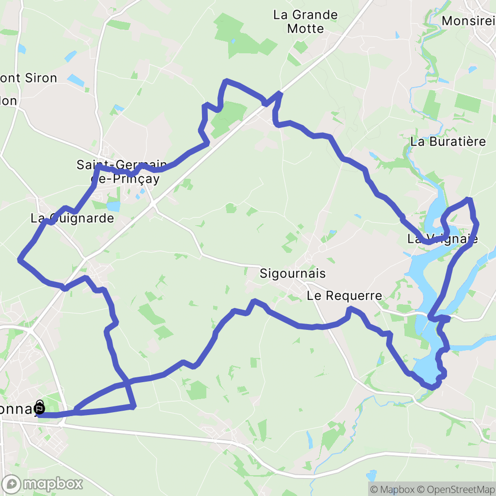 Chantonnay : carte du parcours de randonnée - France