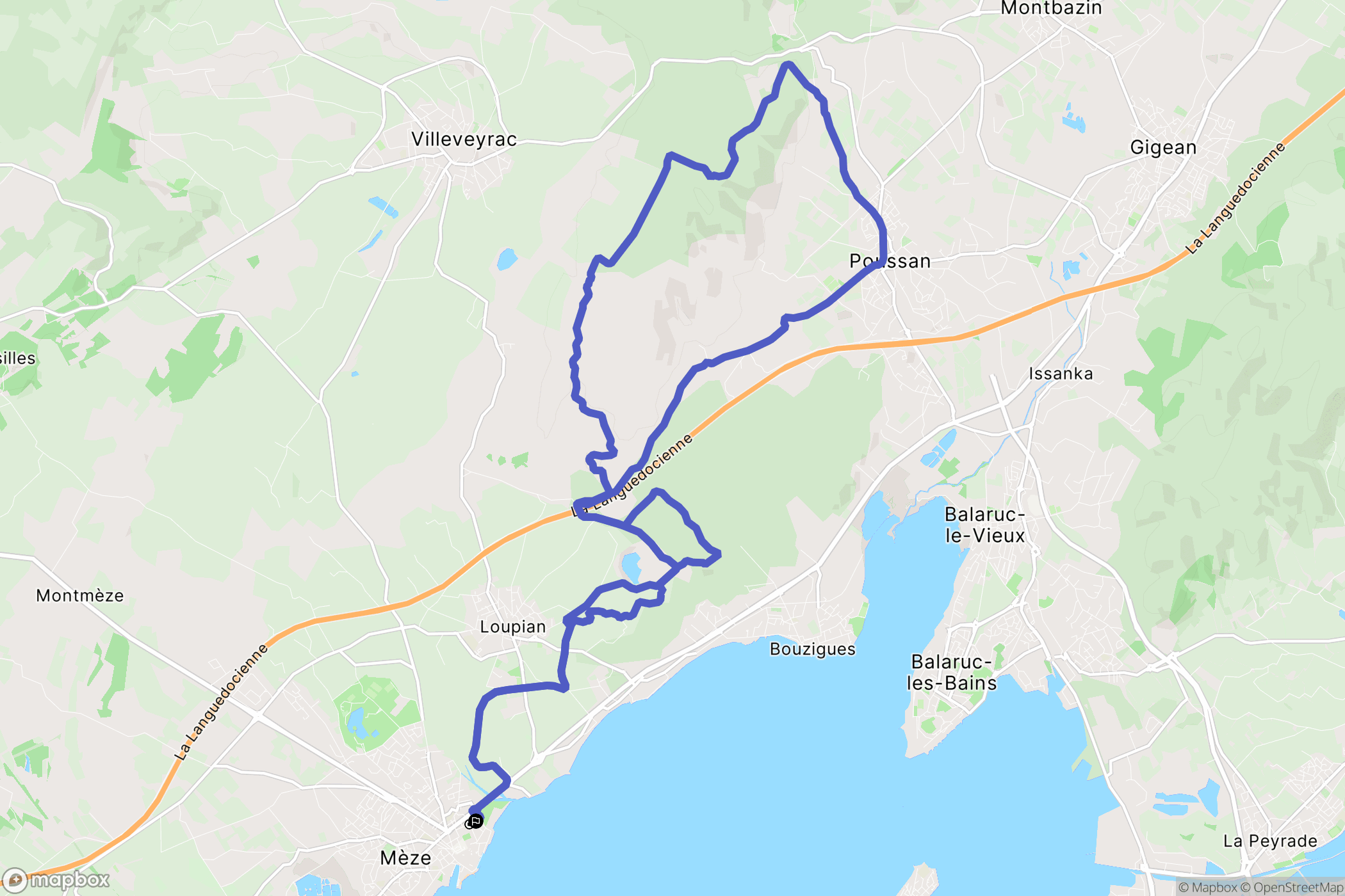 Mèze : carte du parcours de randonnée - France