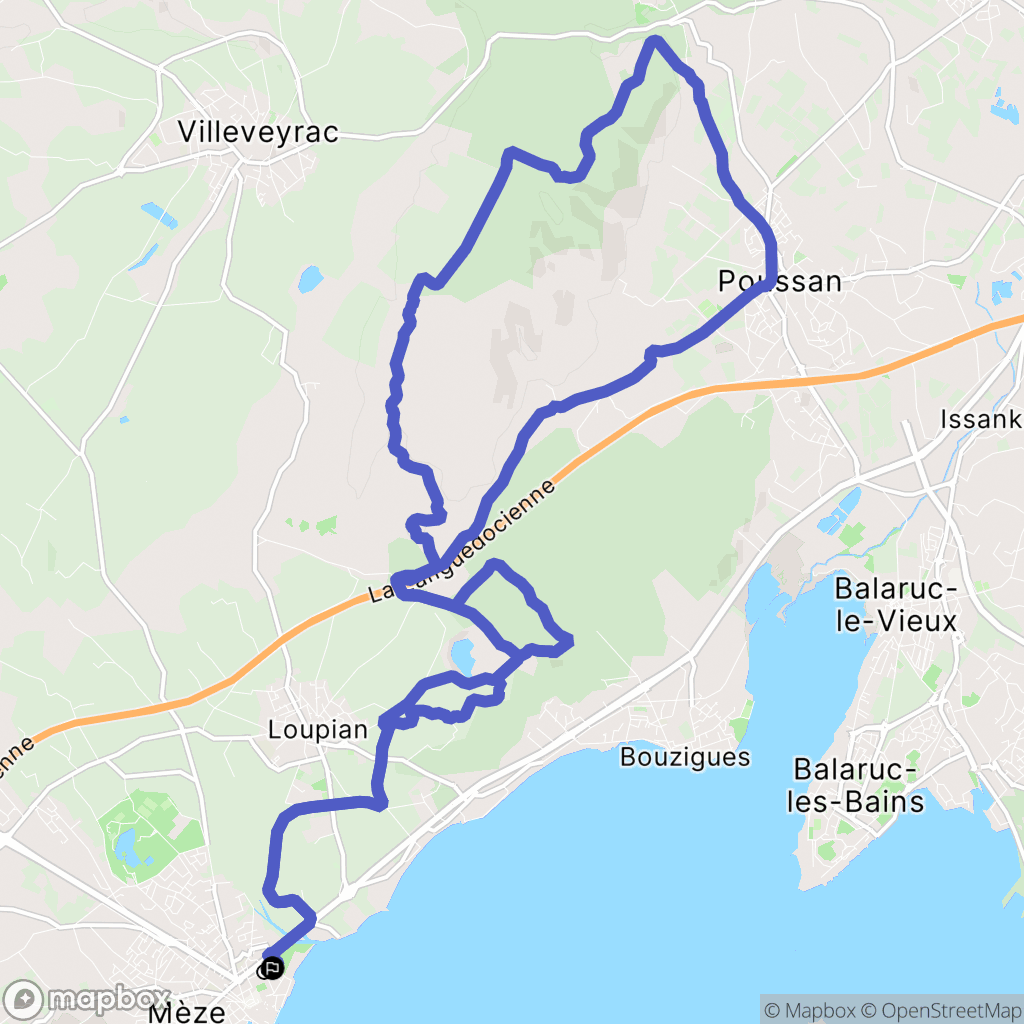 Mèze : carte du parcours de randonnée - France