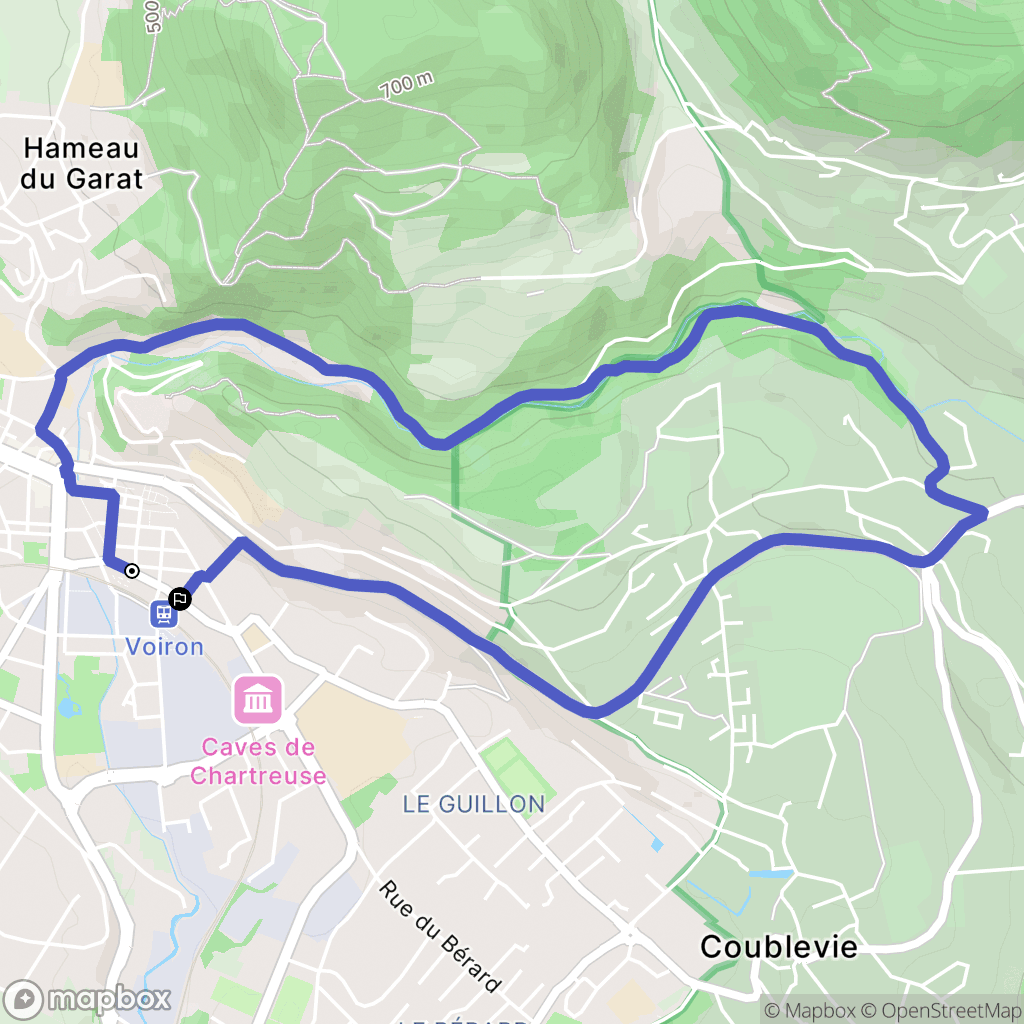 Voiron : carte du parcours de randonnée - France
