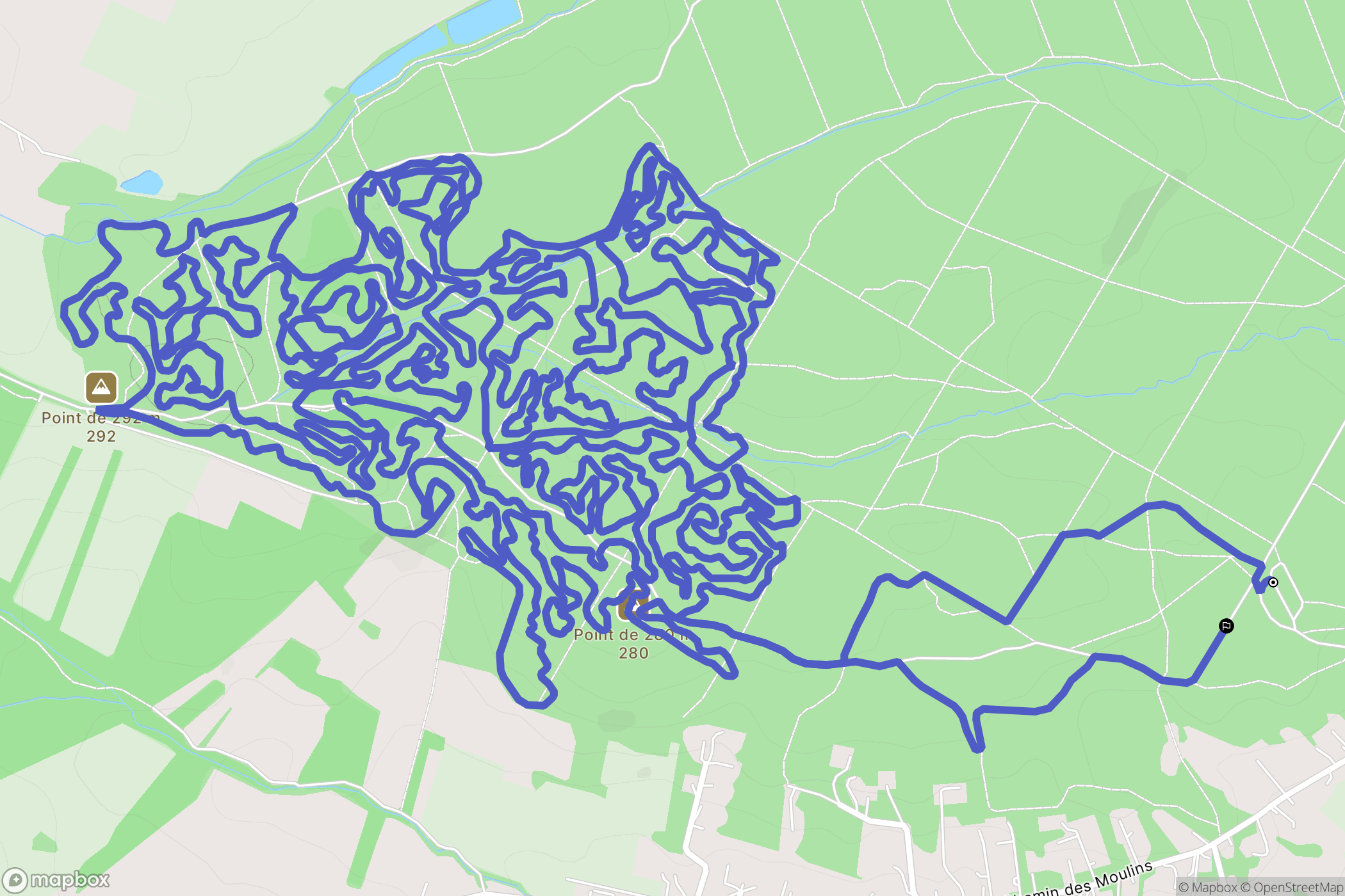 Pujaudran : carte du parcours de randonnée - France