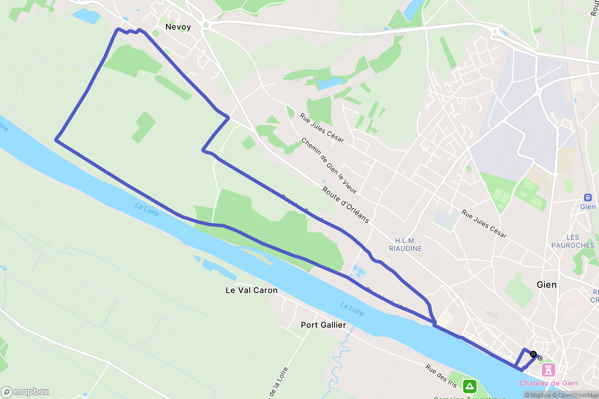 Gien : carte du parcours de randonnée - France