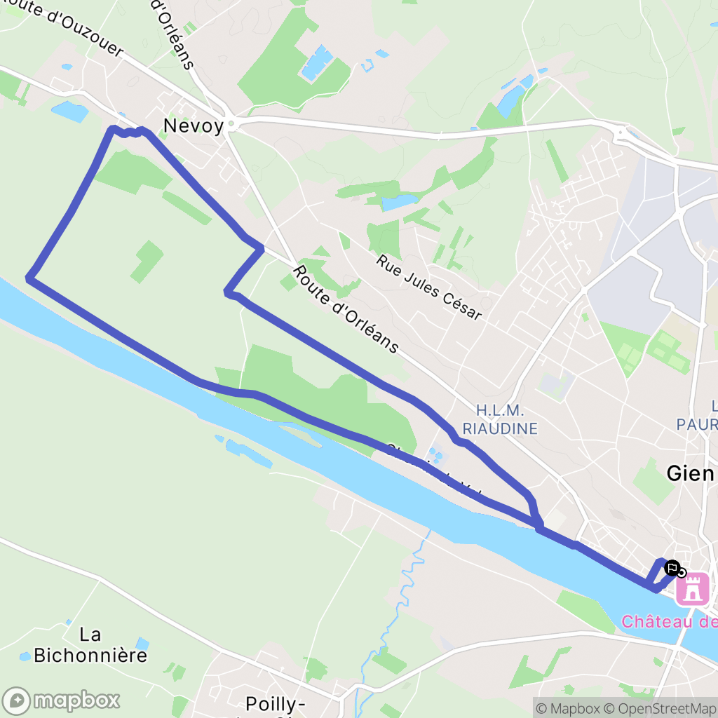 Gien : carte du parcours de randonnée - France