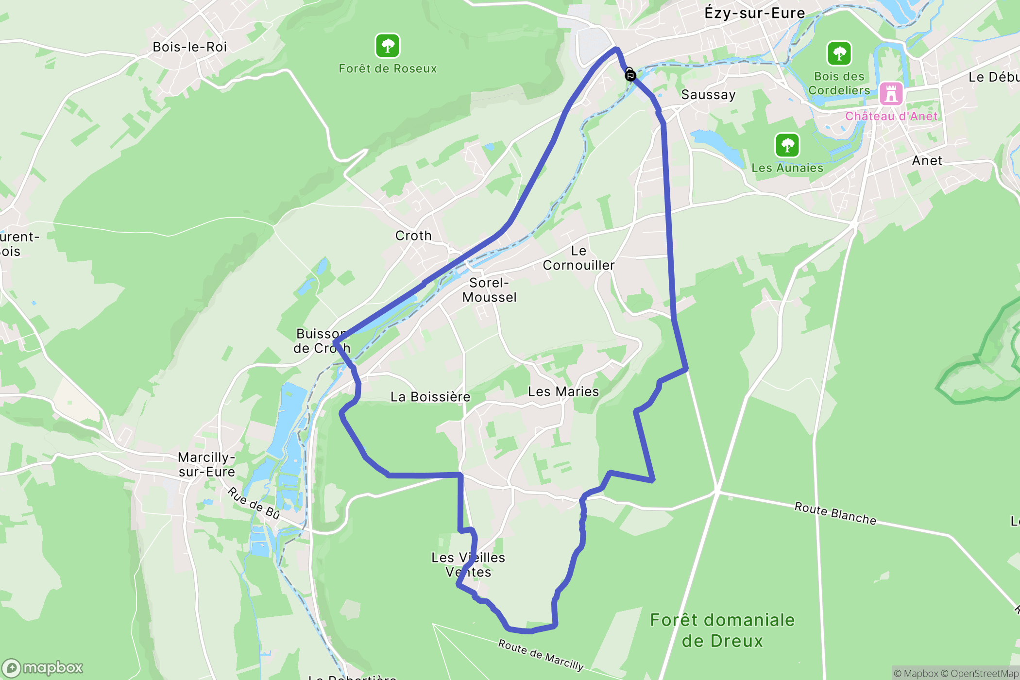 Ézy-sur-Eure : carte du parcours de randonnée - France