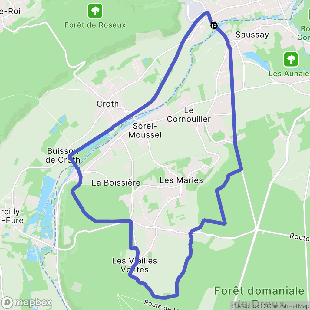 Ézy-sur-Eure : carte du parcours de randonnée - France