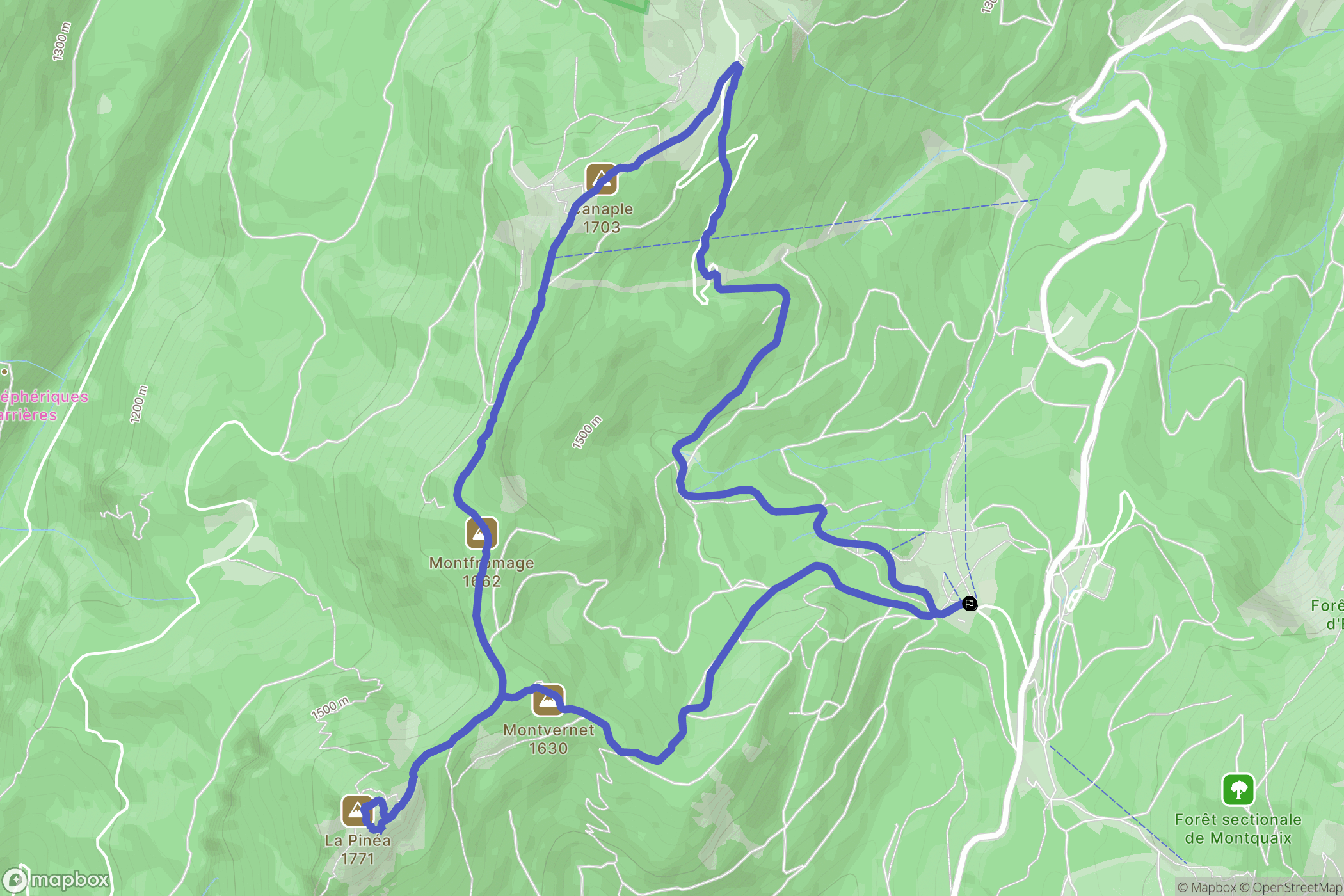 Sarcenas : carte du parcours de randonnée - France