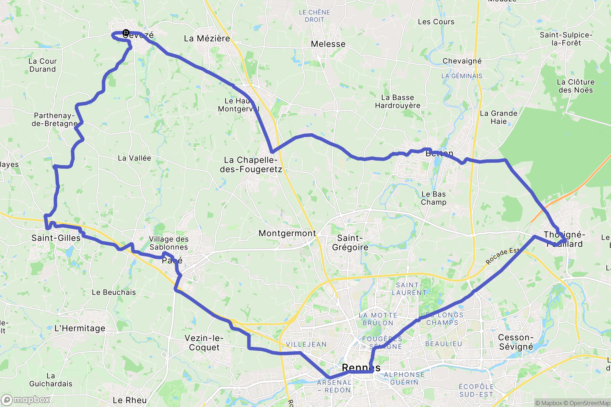Gévezé : carte du parcours de randonnée - France