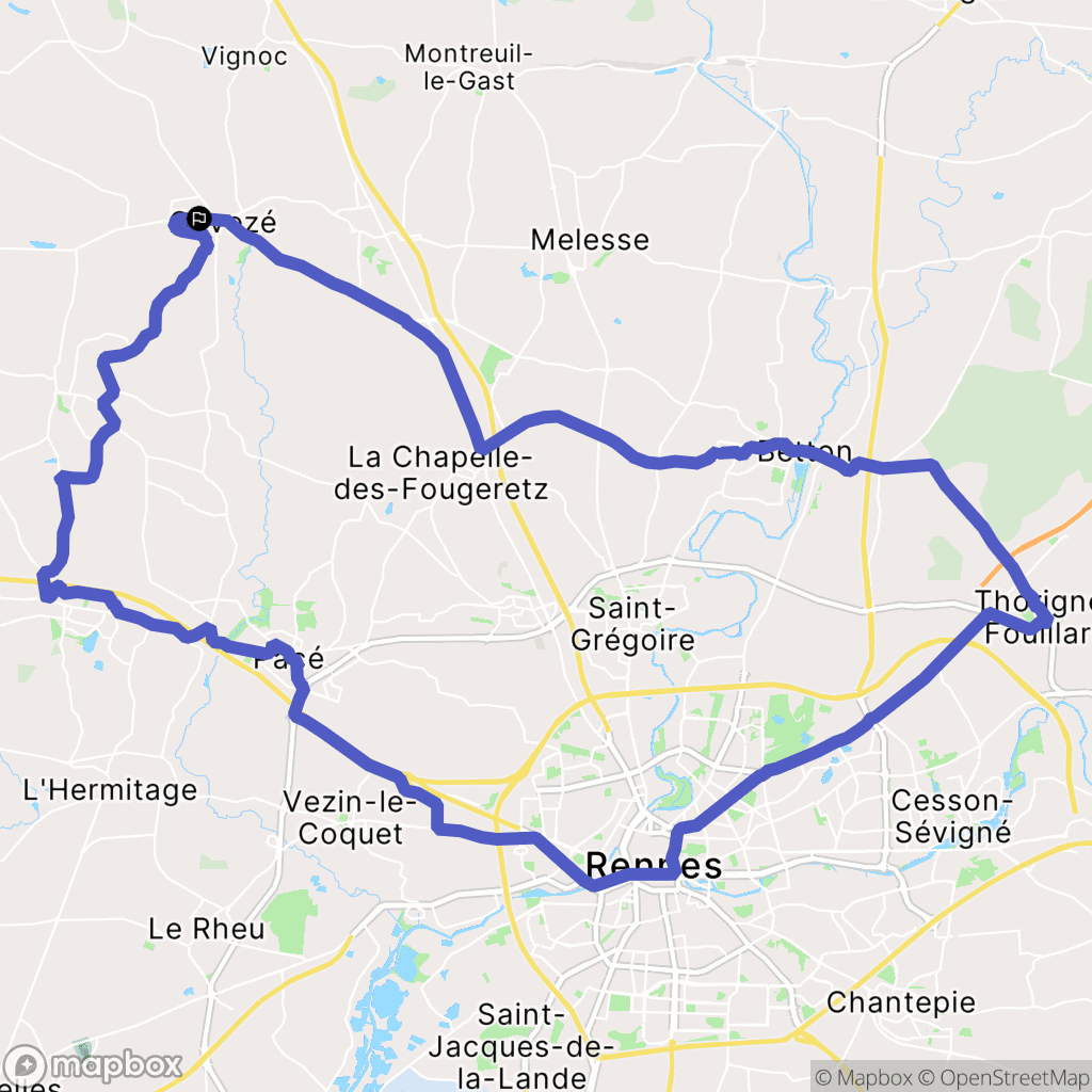 Gévezé : carte du parcours de randonnée - France