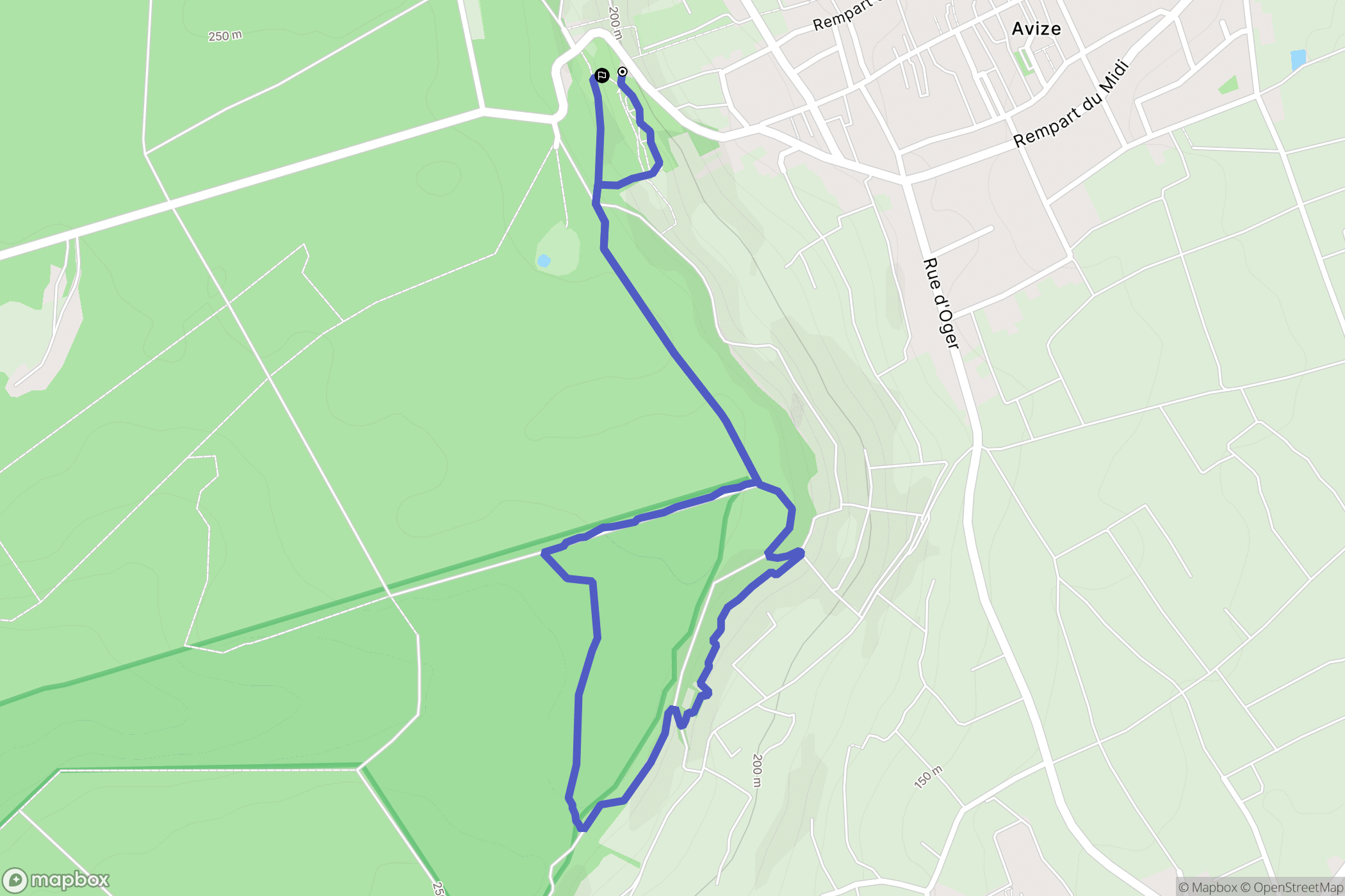 Avize : carte du parcours de randonnée - France