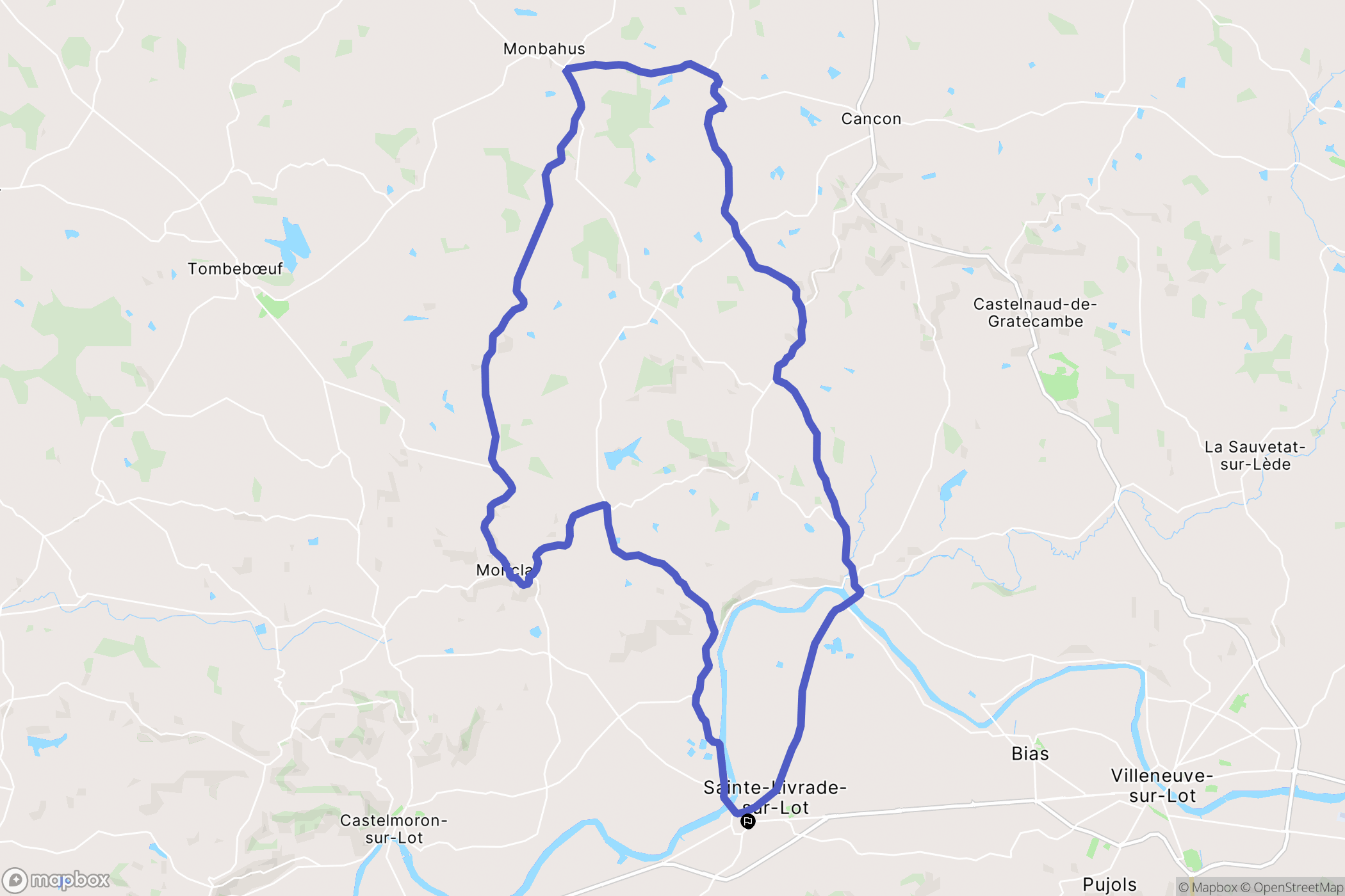 Sainte-Livrade-sur-Lot : carte du parcours de randonnée - France