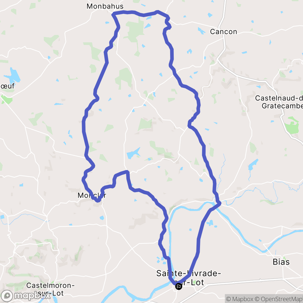 Sainte-Livrade-sur-Lot : carte du parcours de randonnée - France